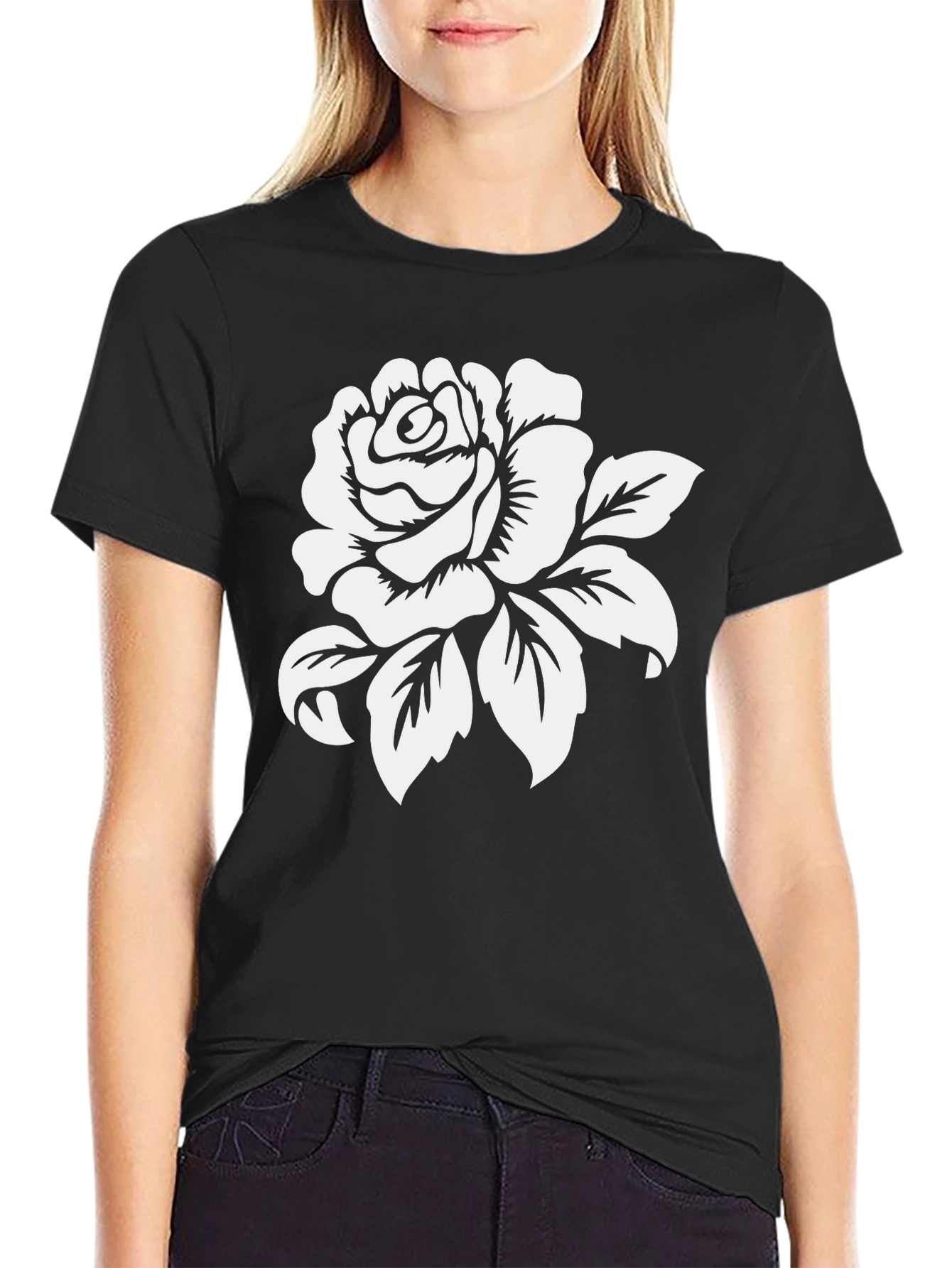Black Rose Graphic Black T-Shirt view 2