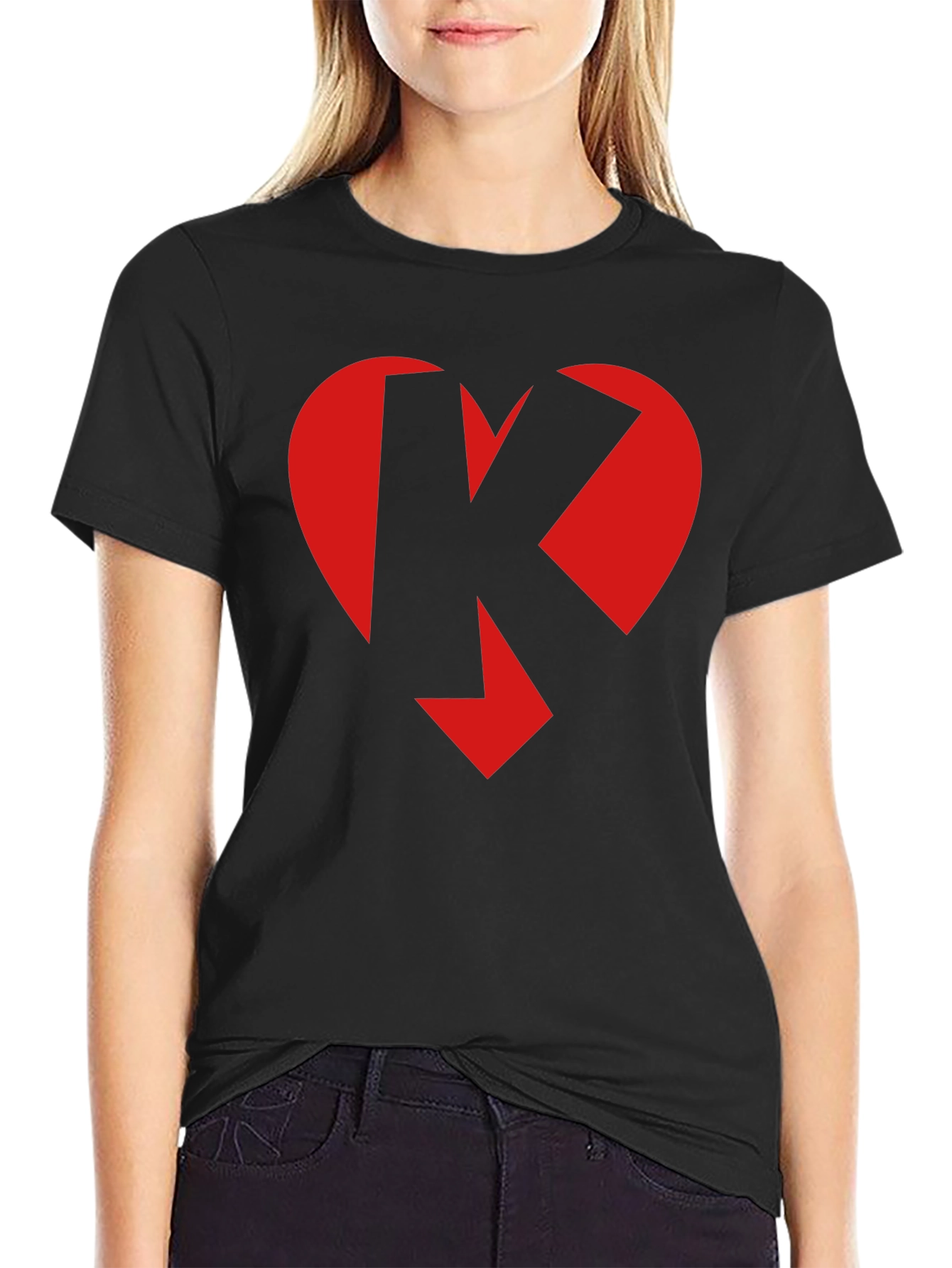 Black Heart K Graphic Tee - Black Crew Neck view 2