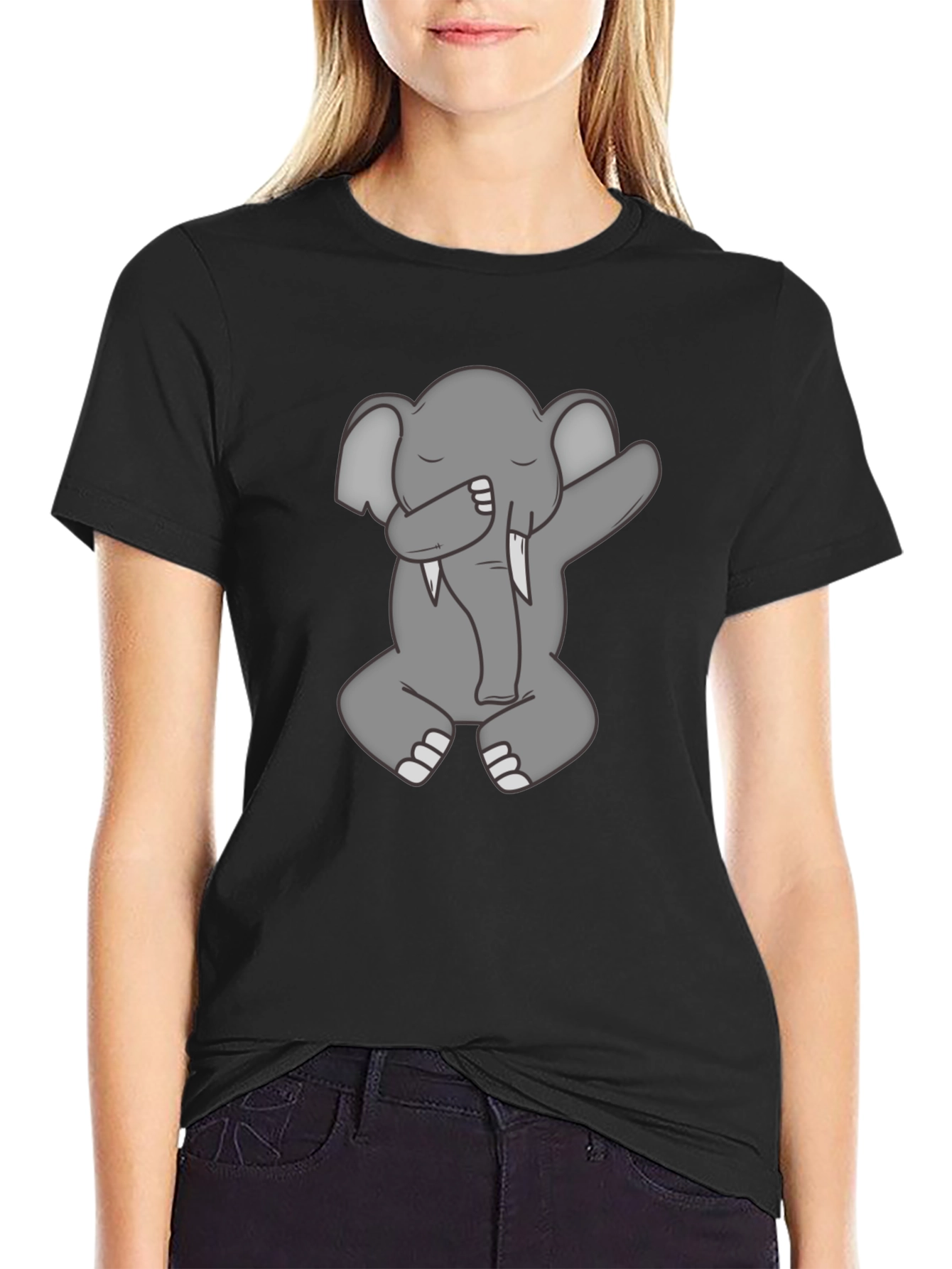Black Elephant Dab Graphic Tee - Stylish Black T-Shirt view 2