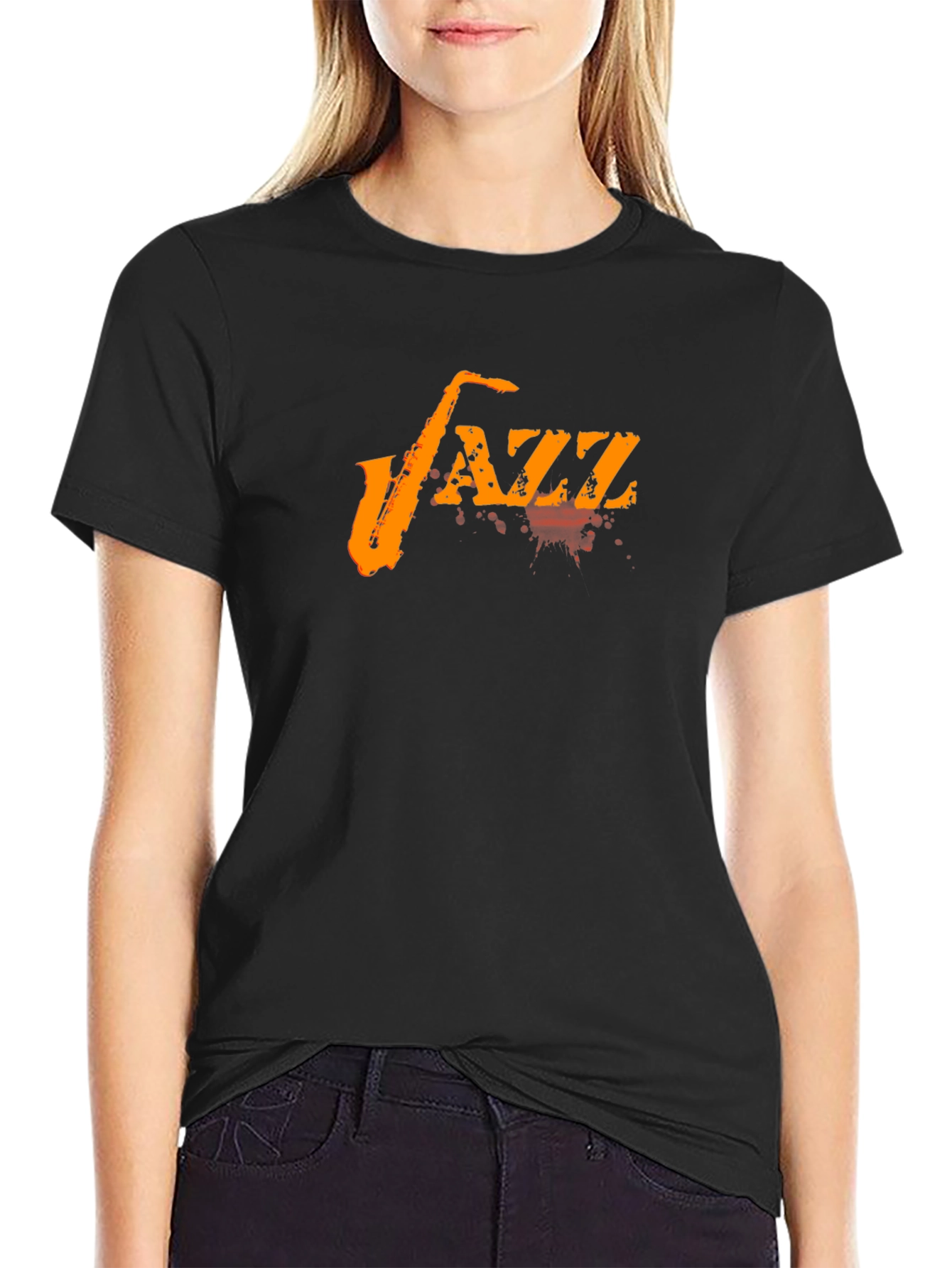Black Jazz Saxophone Graphic T-Shirt view 2
