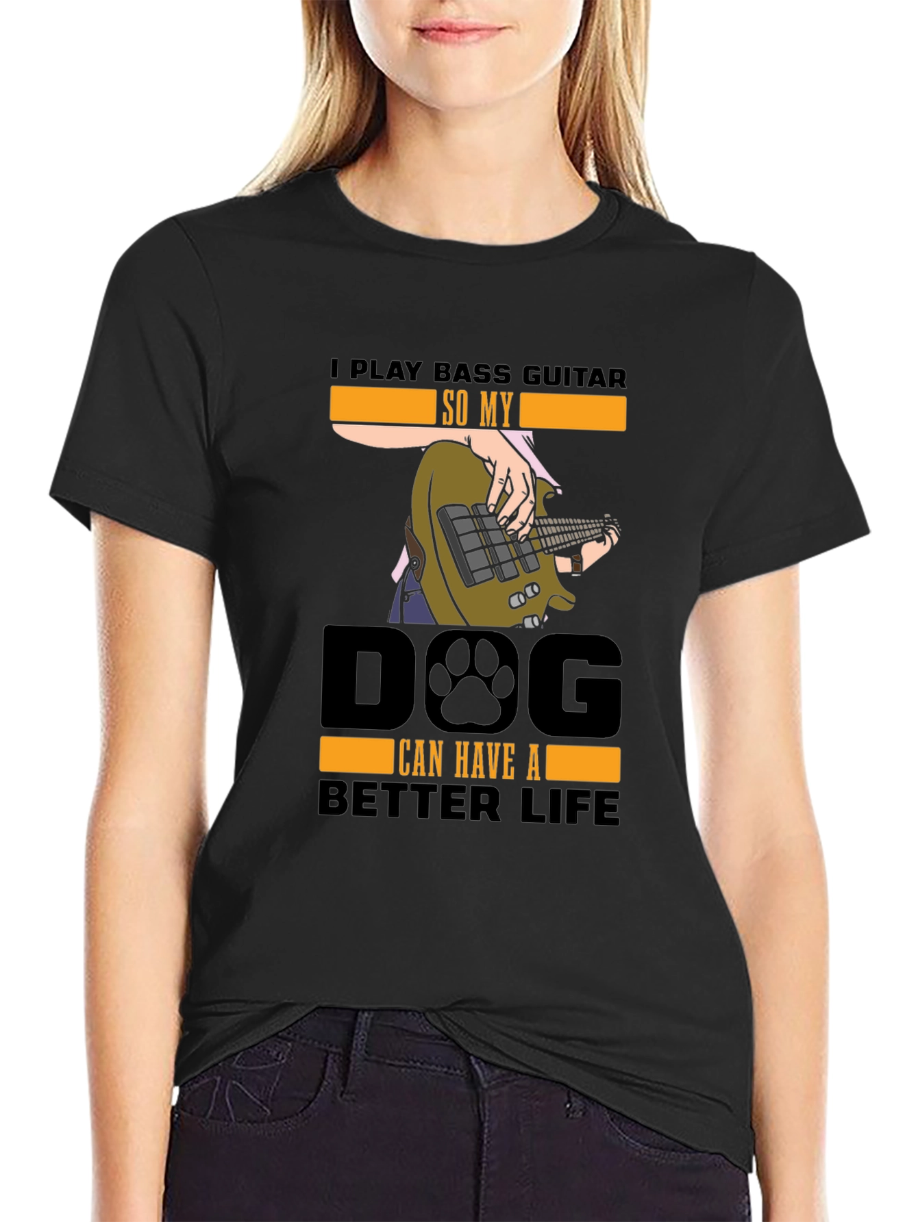 Black Bass Guitar Dog Lover T-Shirt view 2