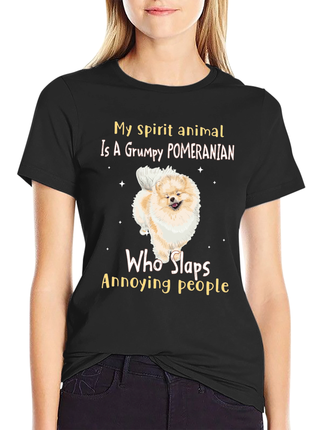 Grumpy Pomeranian Slaps People T-Shirt - 2