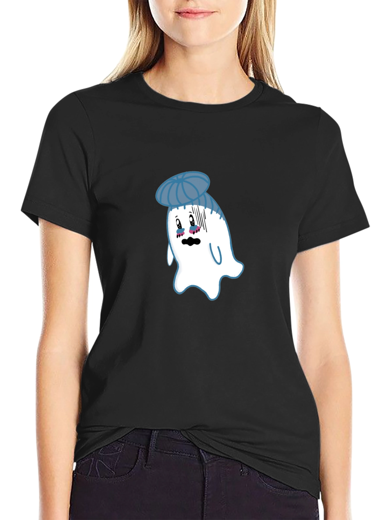 Black Ghost with Ice Pack T-Shirt - Funny Graphic Tee view 2