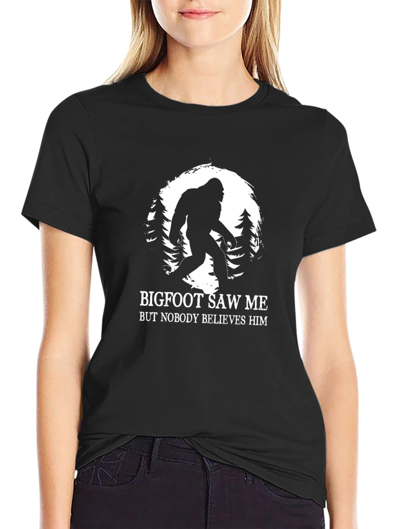 Black Bigfoot Saw Me Funny T-Shirt view 2