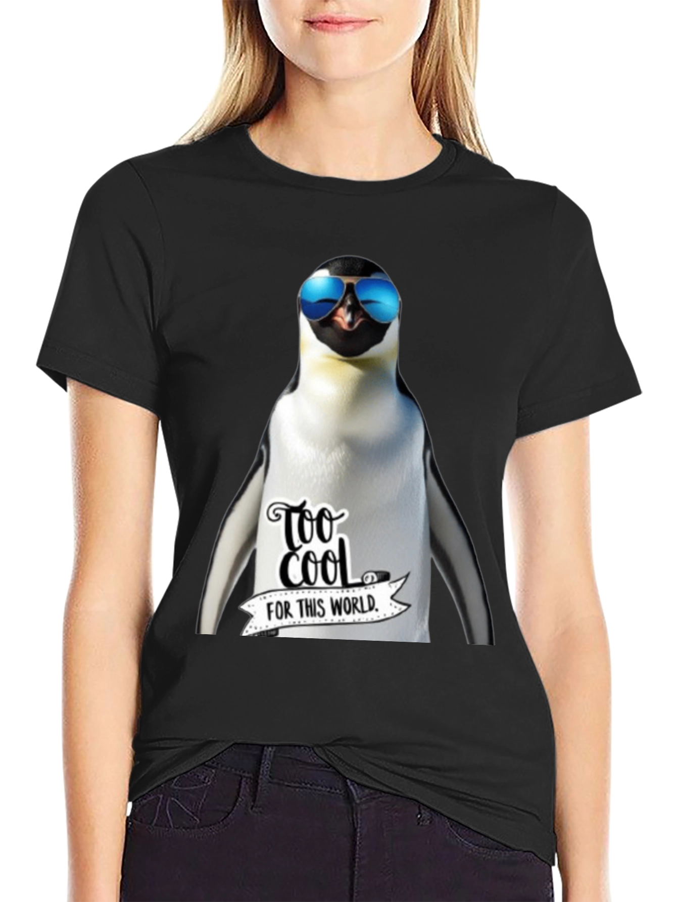 Black Cool Penguin Graphic Tee - Too Cool For This World view 2