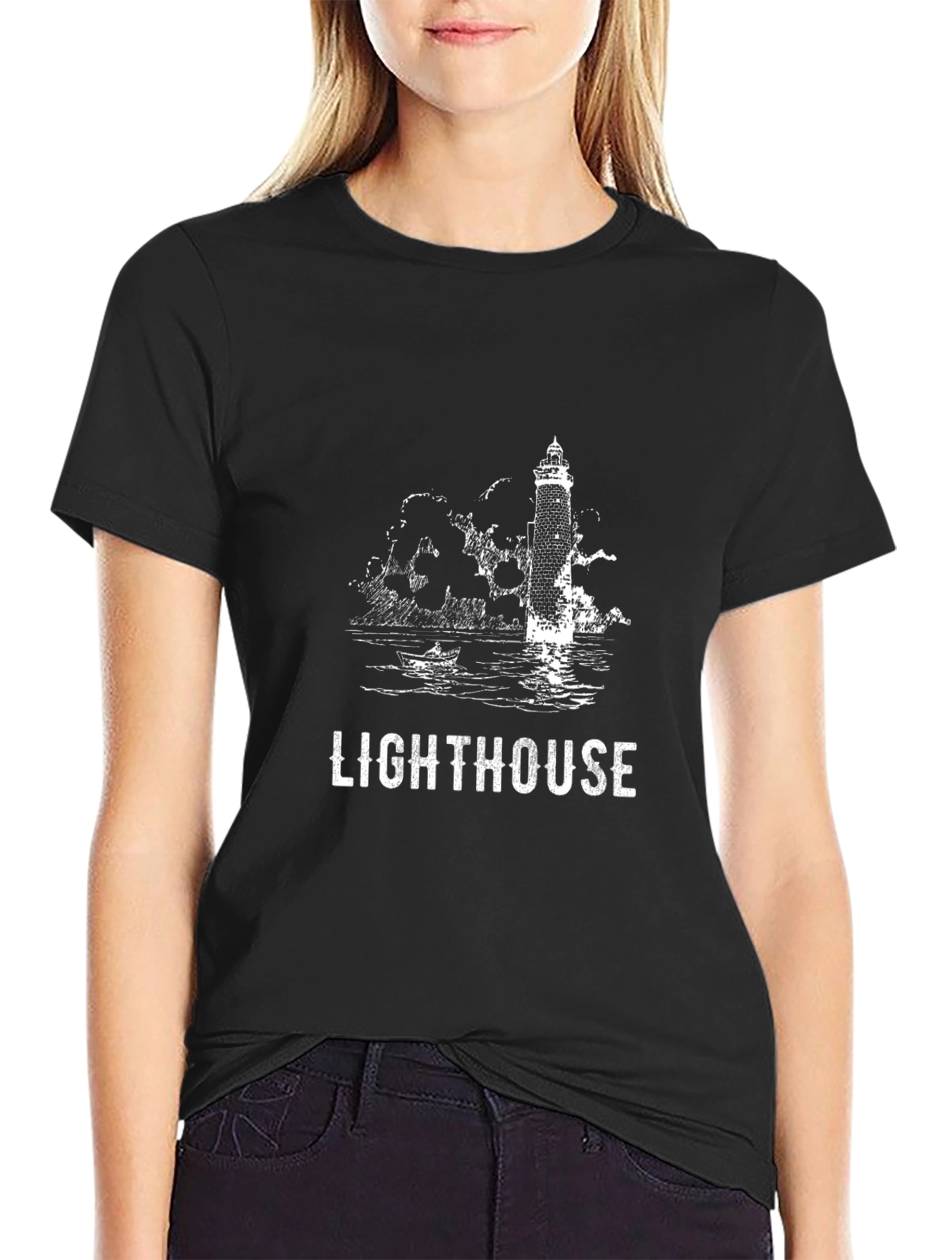 Lighthouse Graphic Tee - Men's Black Cotton T-Shirt - 2
