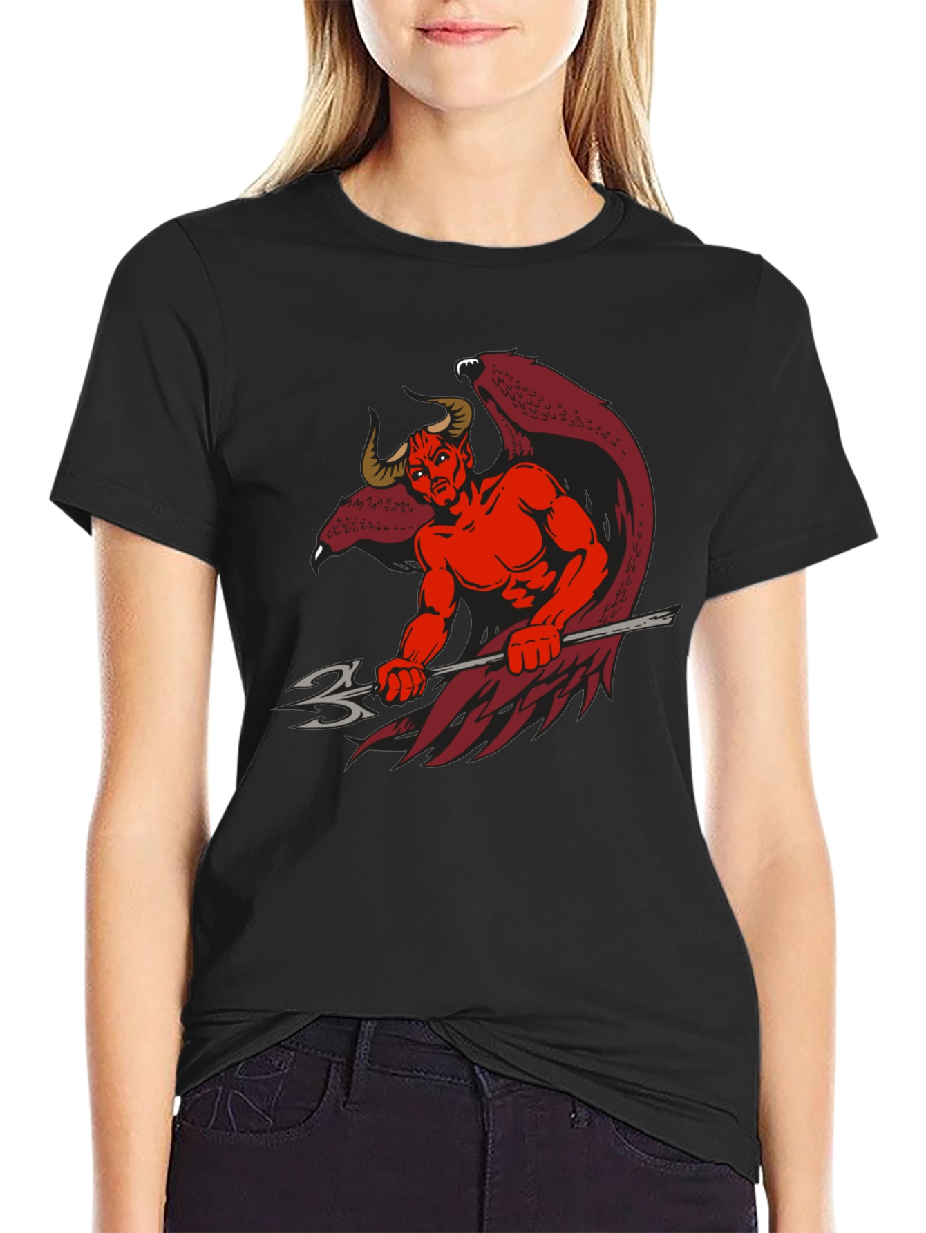 Black Devil Graphic Print Black T-Shirt view 2