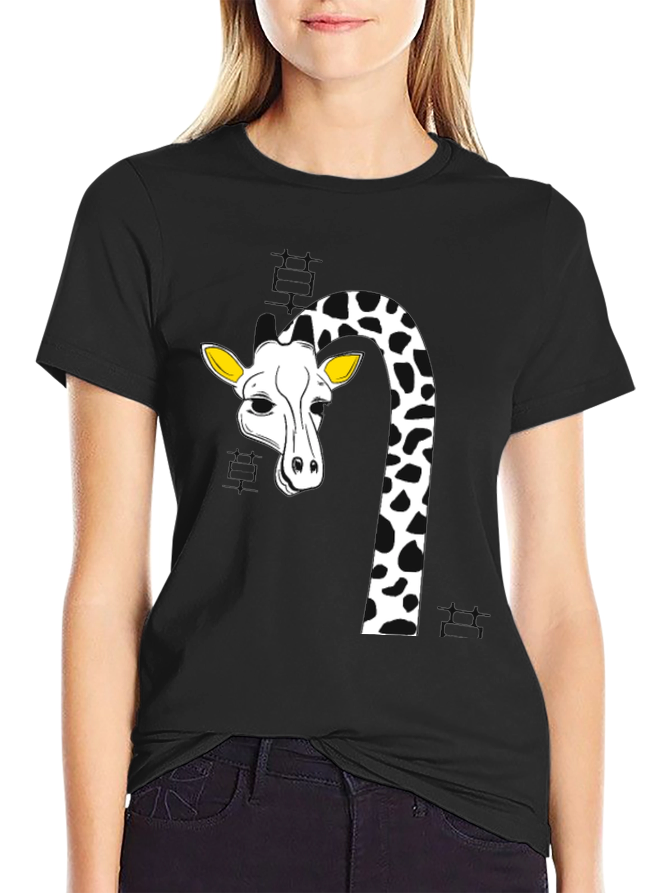 Black Giraffe Graphic Tee - Black Cotton Blend view 2