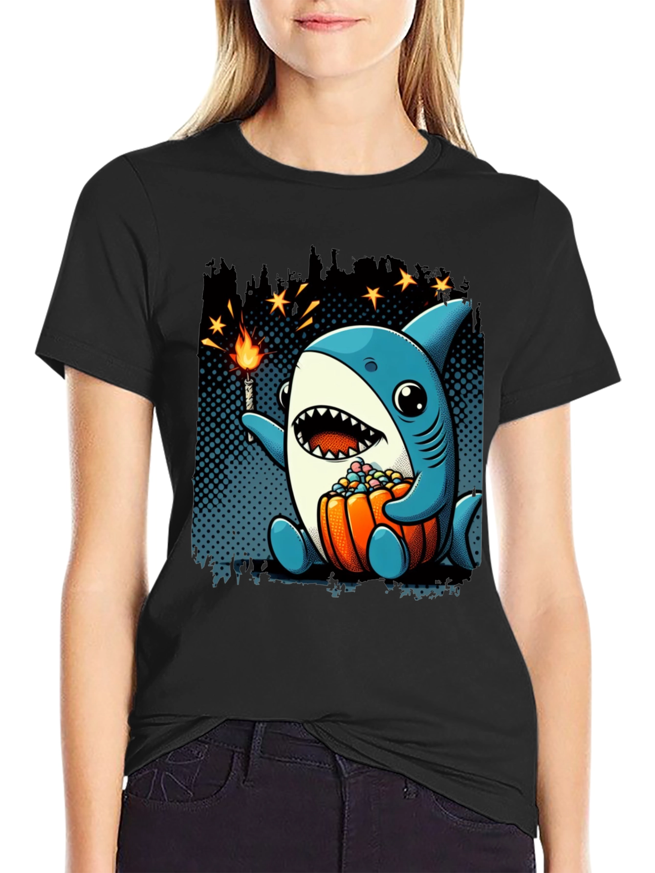 Black Shark Halloween T-Shirt view 2