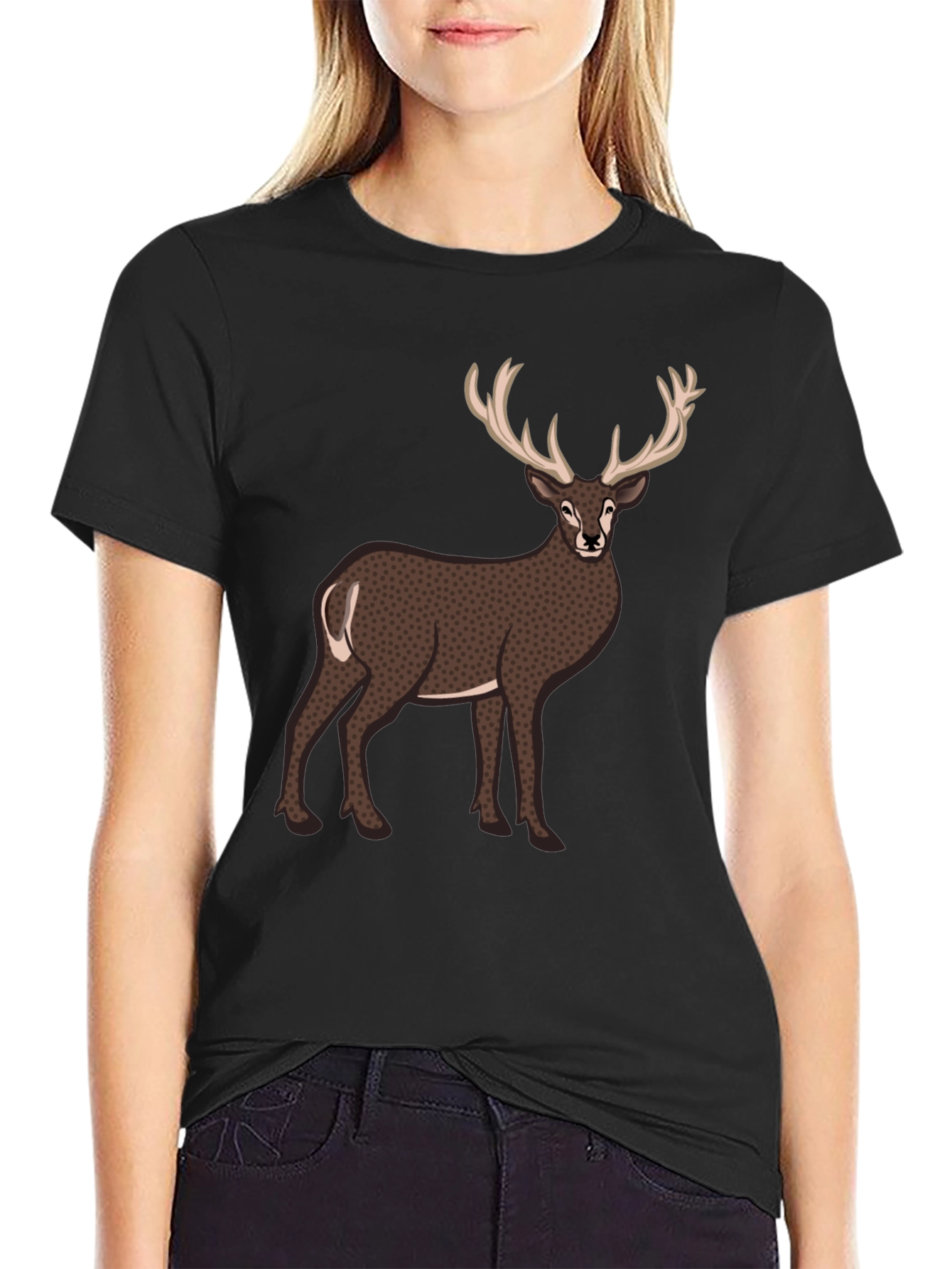 Black Deer Graphic T-Shirt - Men's Casual Tee view 2