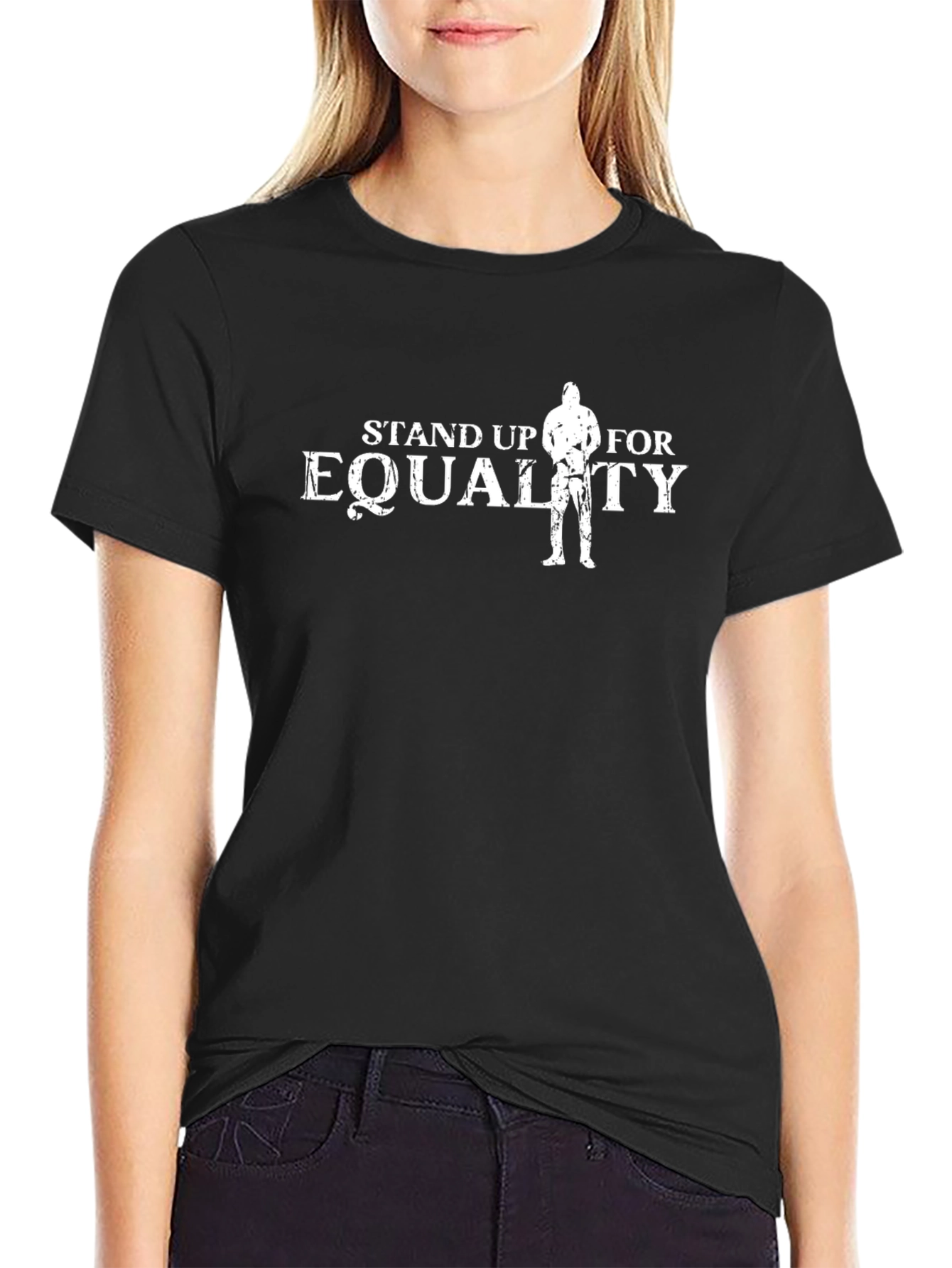 Black Stand Up For Equality Black Graphic T-Shirt view 2