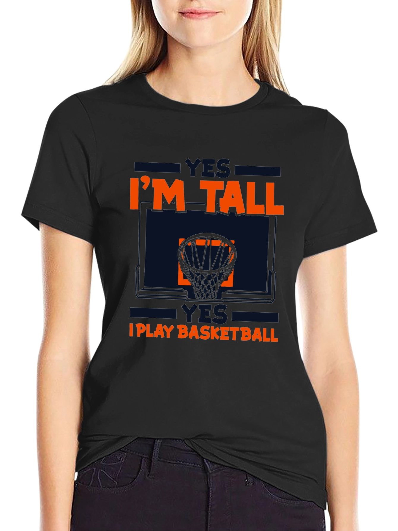 Black I'm Tall, I Play Basketball Graphic Tee view 2