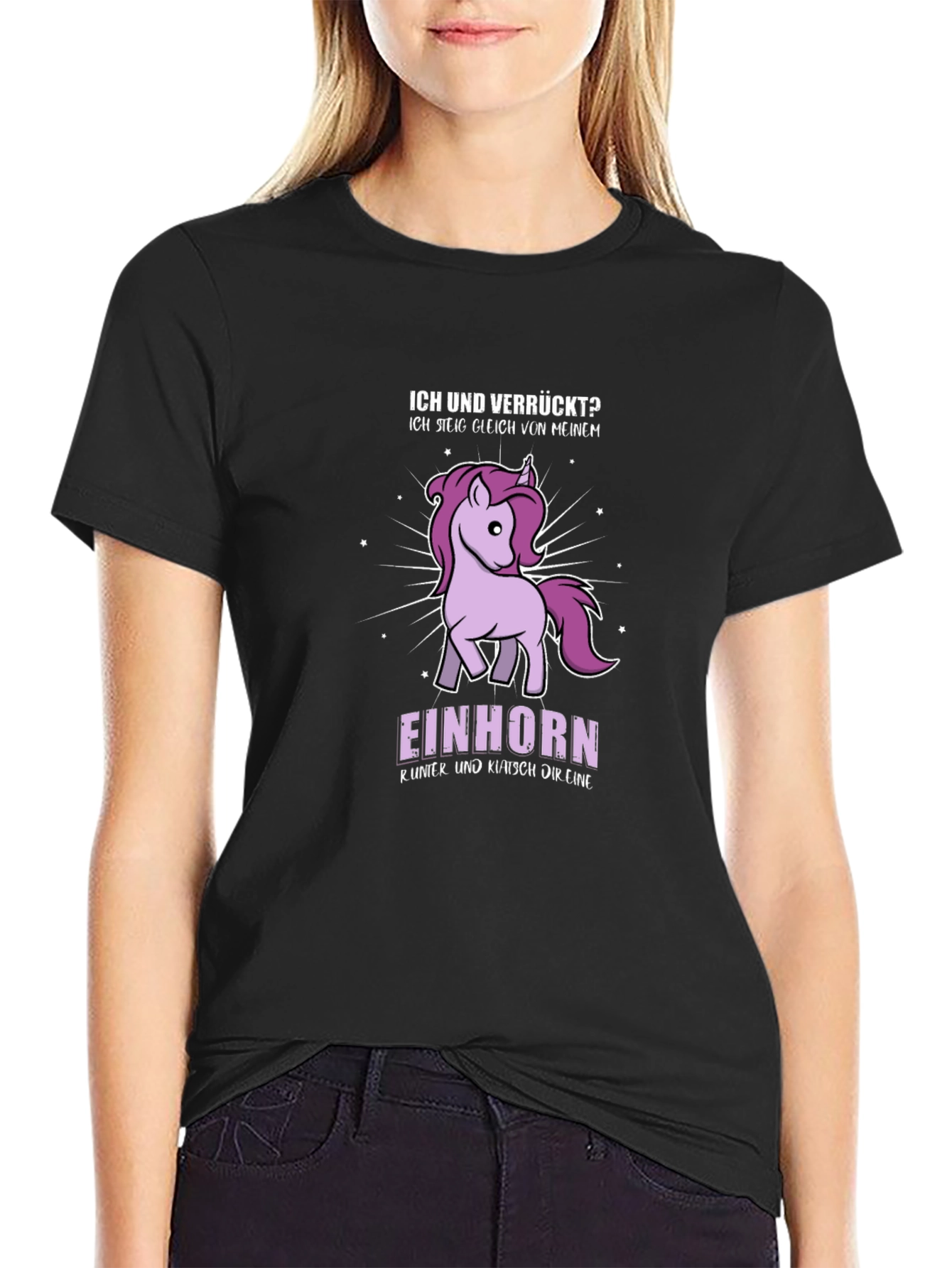 Black Funny Unicorn Graphic T-Shirt - Ich und Verrückt? view 2