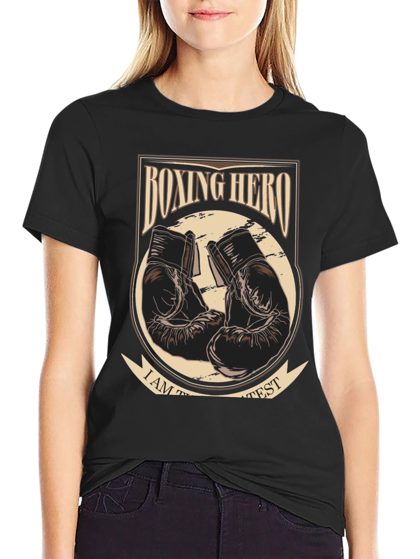 Black Boxing Hero Graphic Tee -  Greatest Boxing Fan T-Shirt view 2