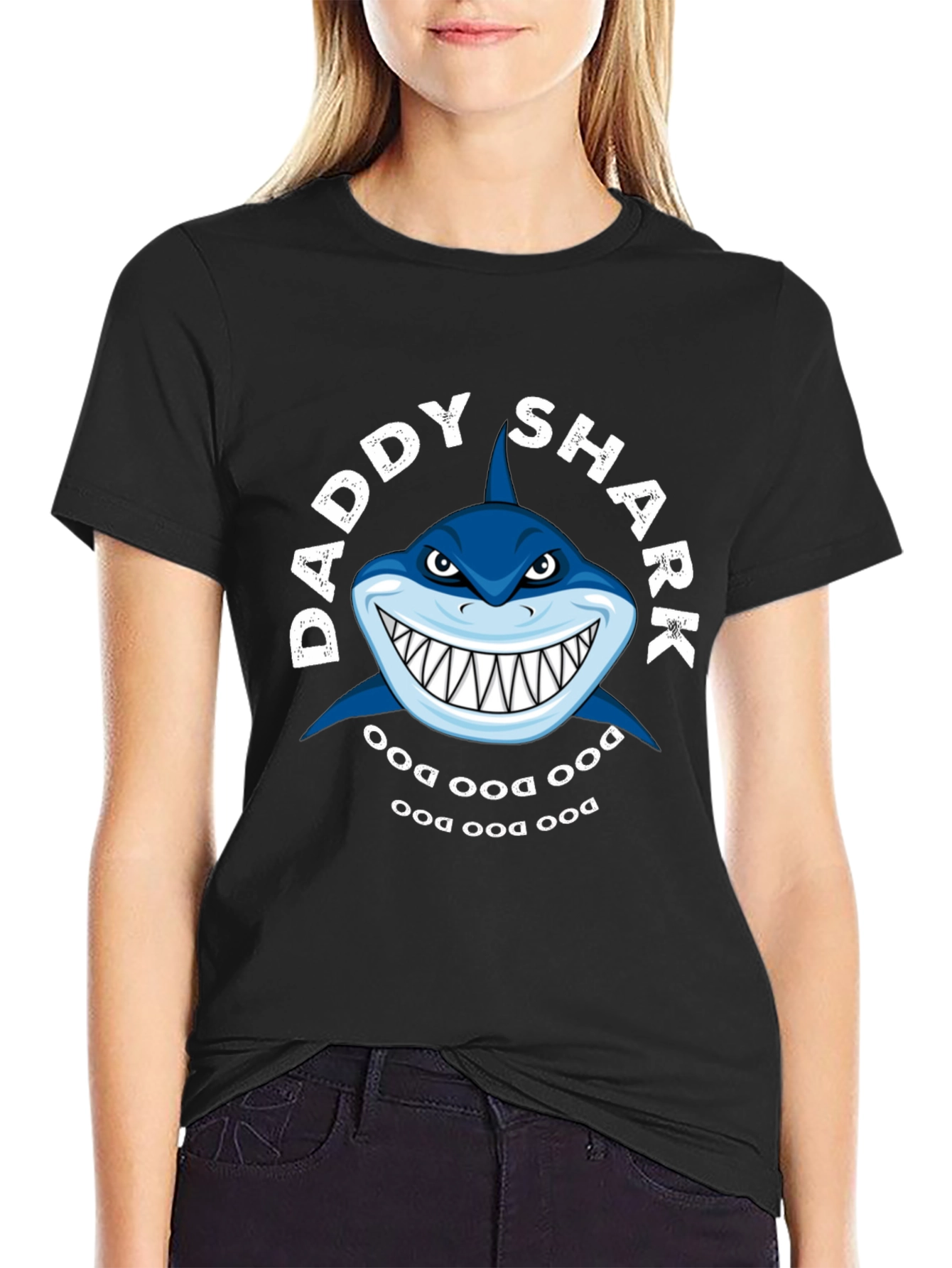 Black Daddy Shark Graphic T-Shirt view 2