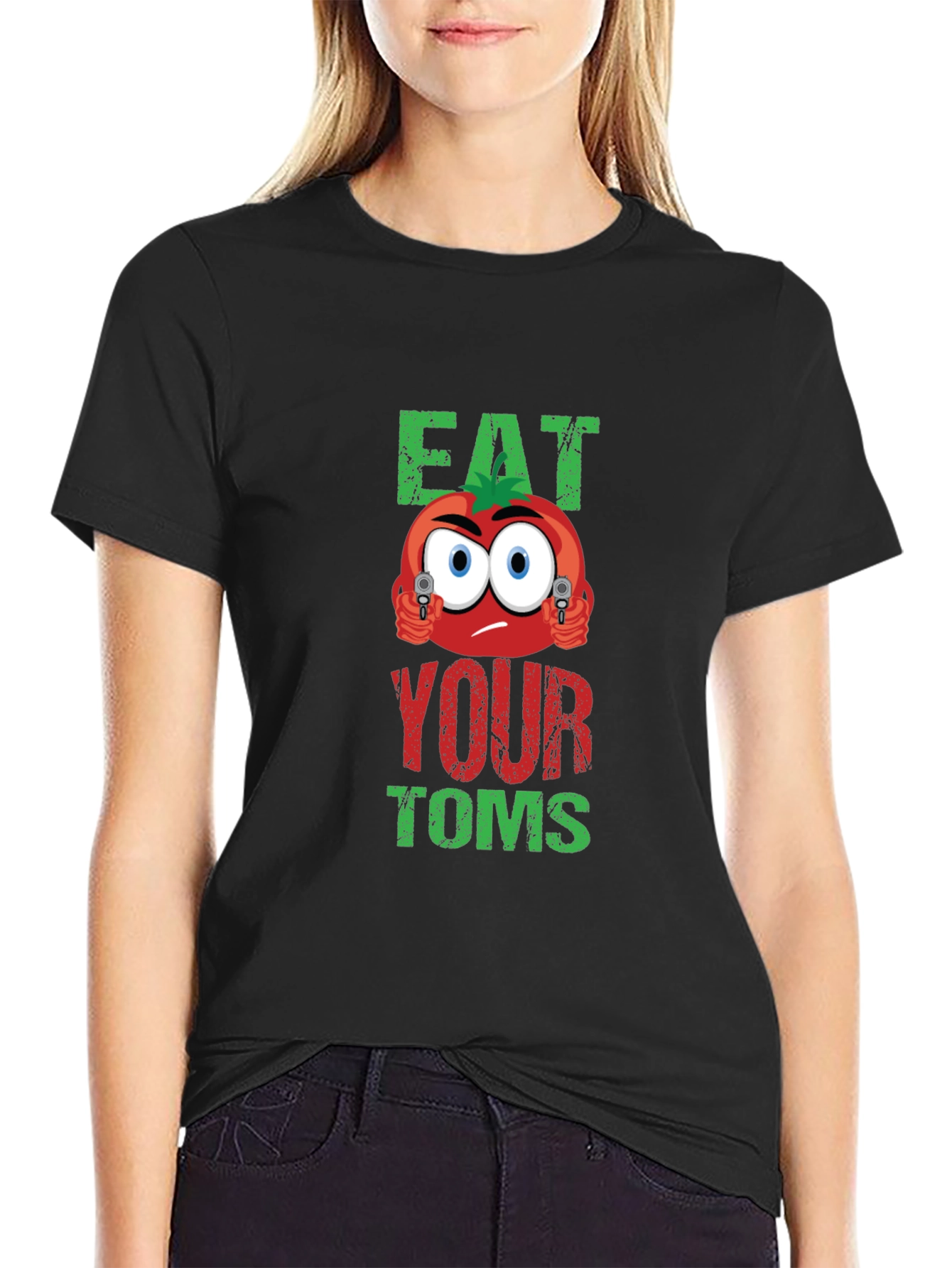 Black Eat Your Toms T-Shirt view 2