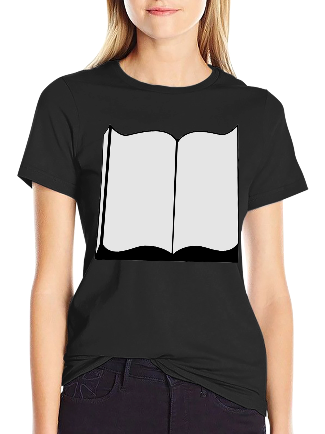 Black Open Book Black T-Shirt - Read On! view 2