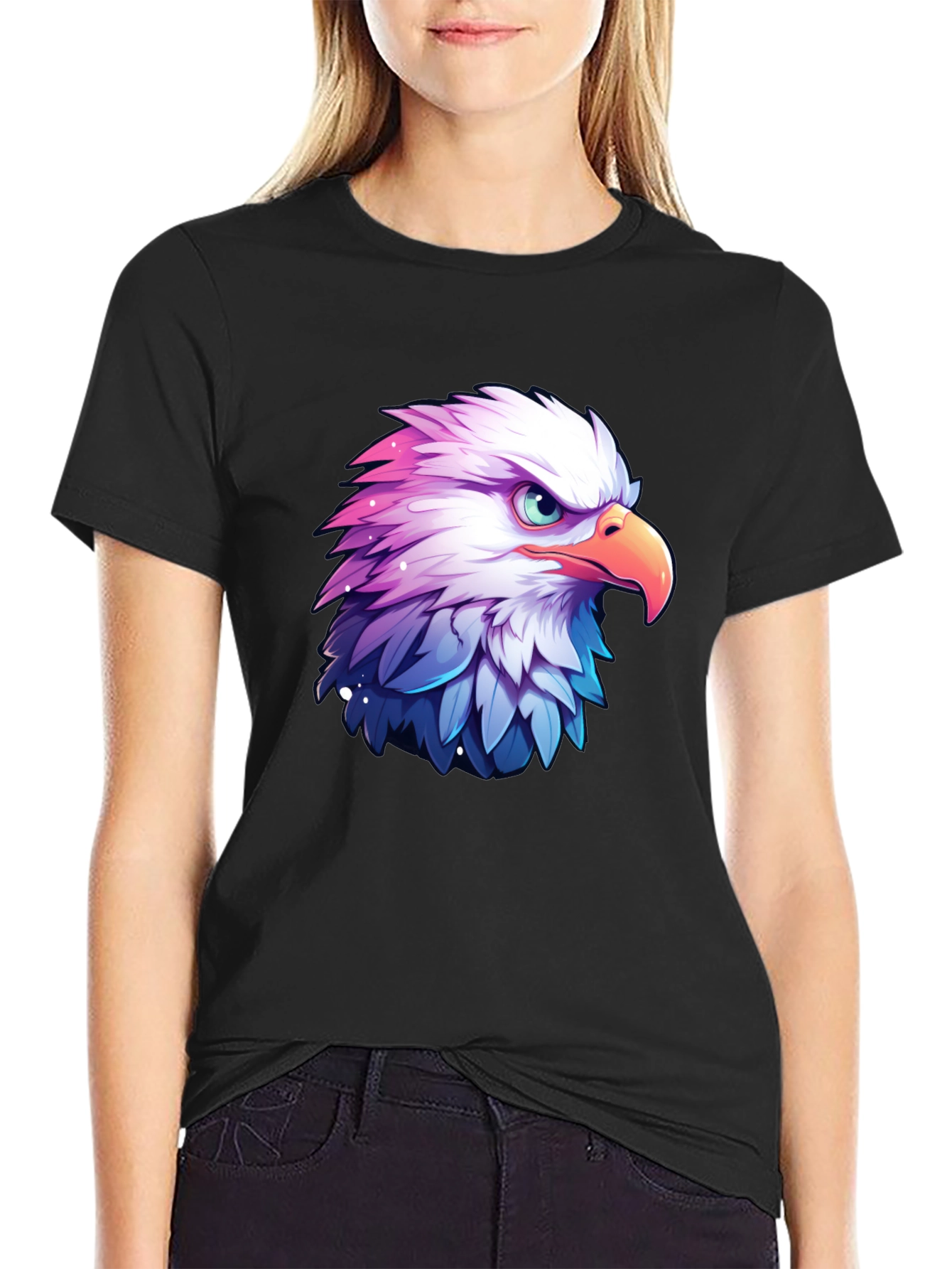 Black Eagle Graphic Black T-Shirt for Men view 2