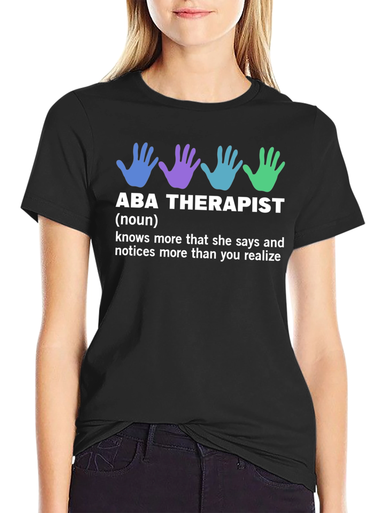 Black ABA Therapist Definition T-Shirt view 2