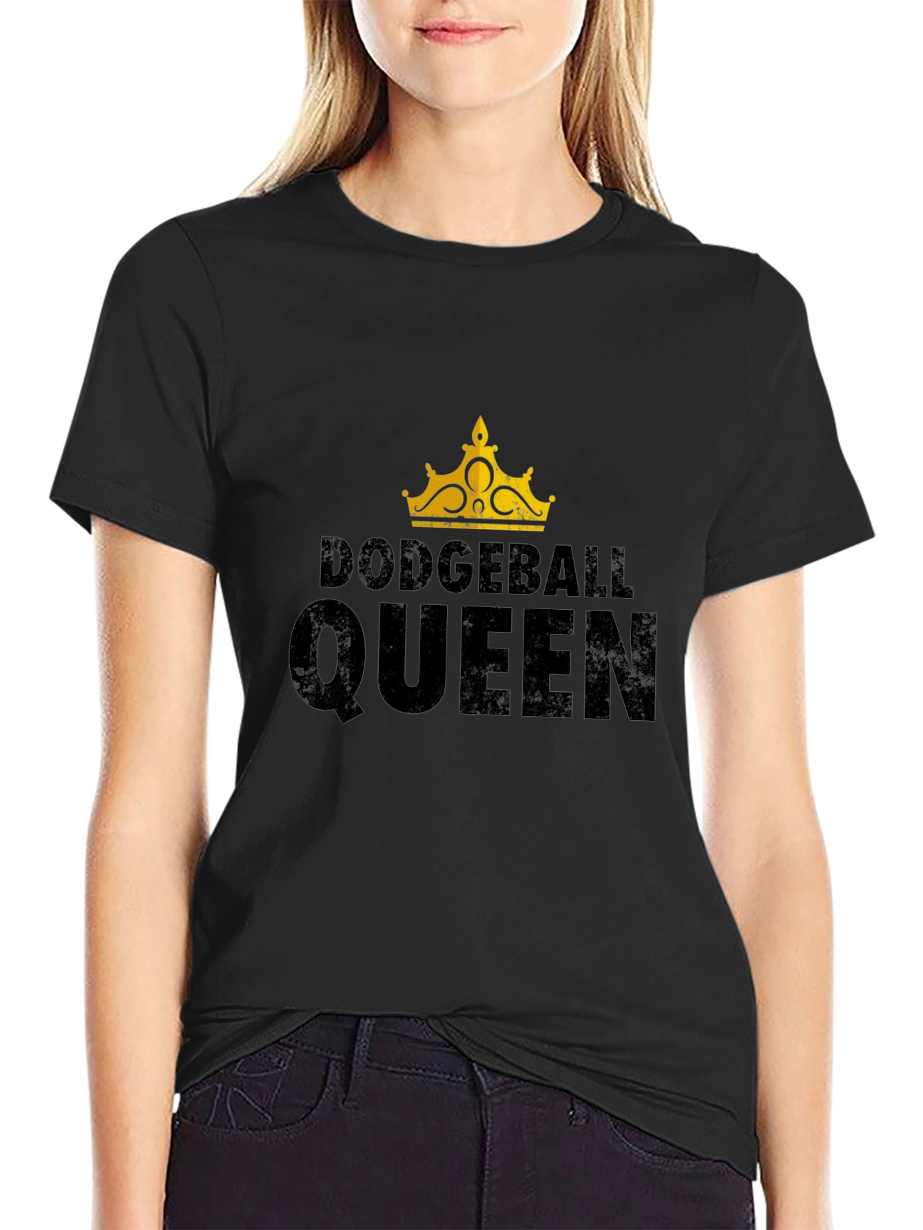 Black Dodgeball Queen Black Graphic T-Shirt view 2