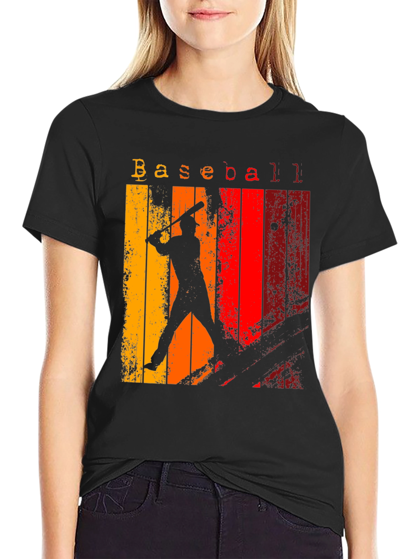Black Retro Baseball Graphic Tee - Vintage Style Shirt view 2