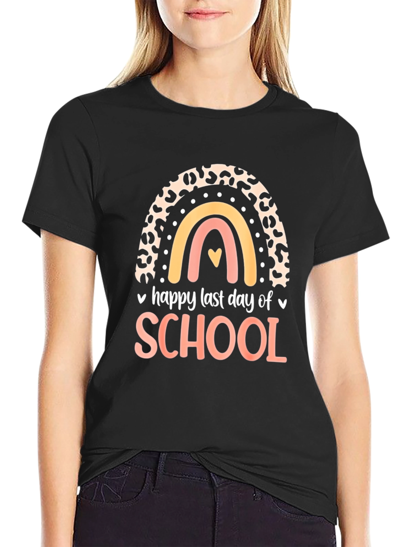 Black Happy Last Day of School Rainbow T-Shirt view 2