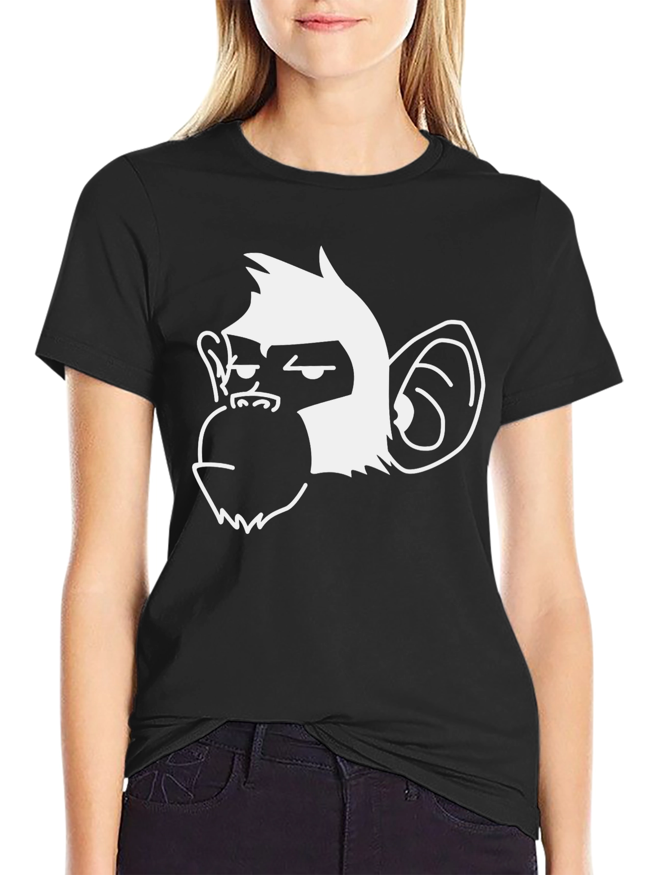 Black Cool Monkey Graphic Black T-Shirt view 2