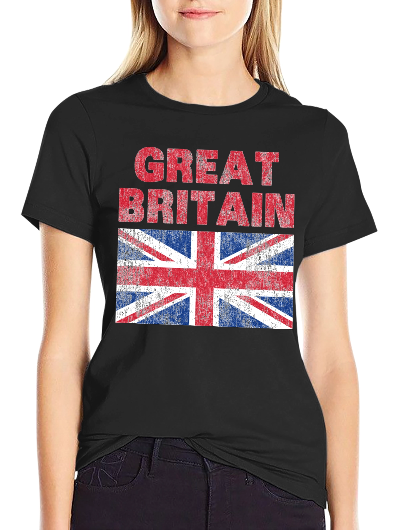 Black Great Britain Flag Graphic T-Shirt view 2