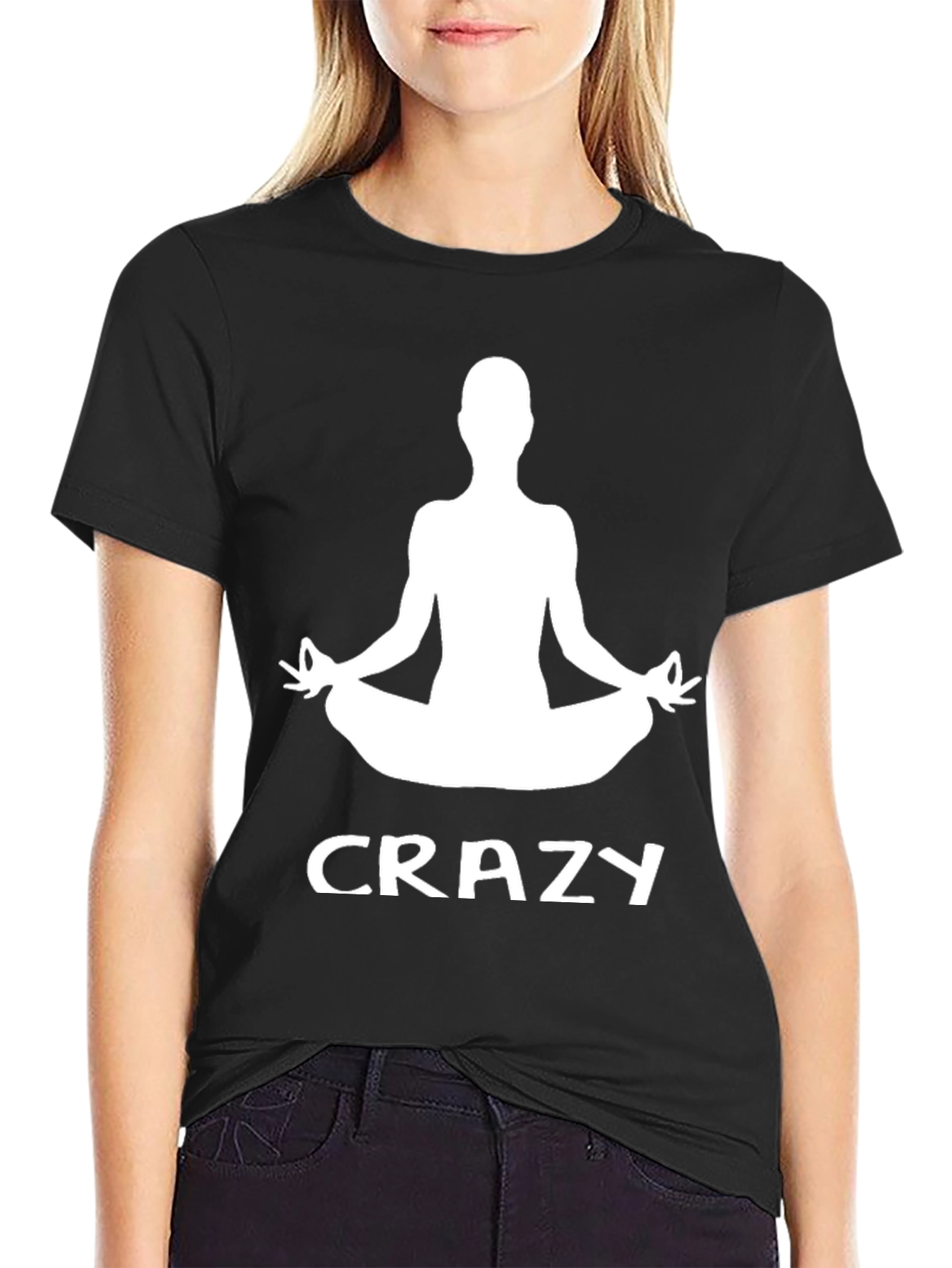 Black Crazy Yogi Black T-Shirt view 2