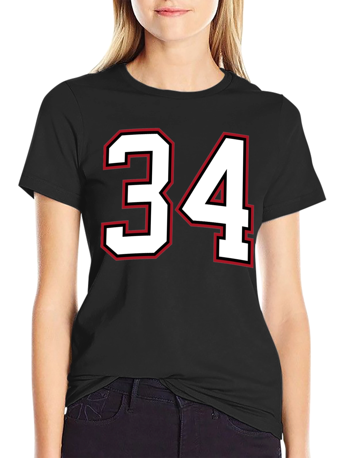 Black Jersey Number 34 Black T-Shirt view 2