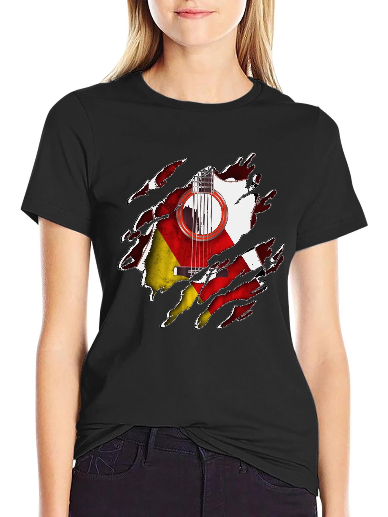 German Flag Guitar Ripped T-Shirt - 2