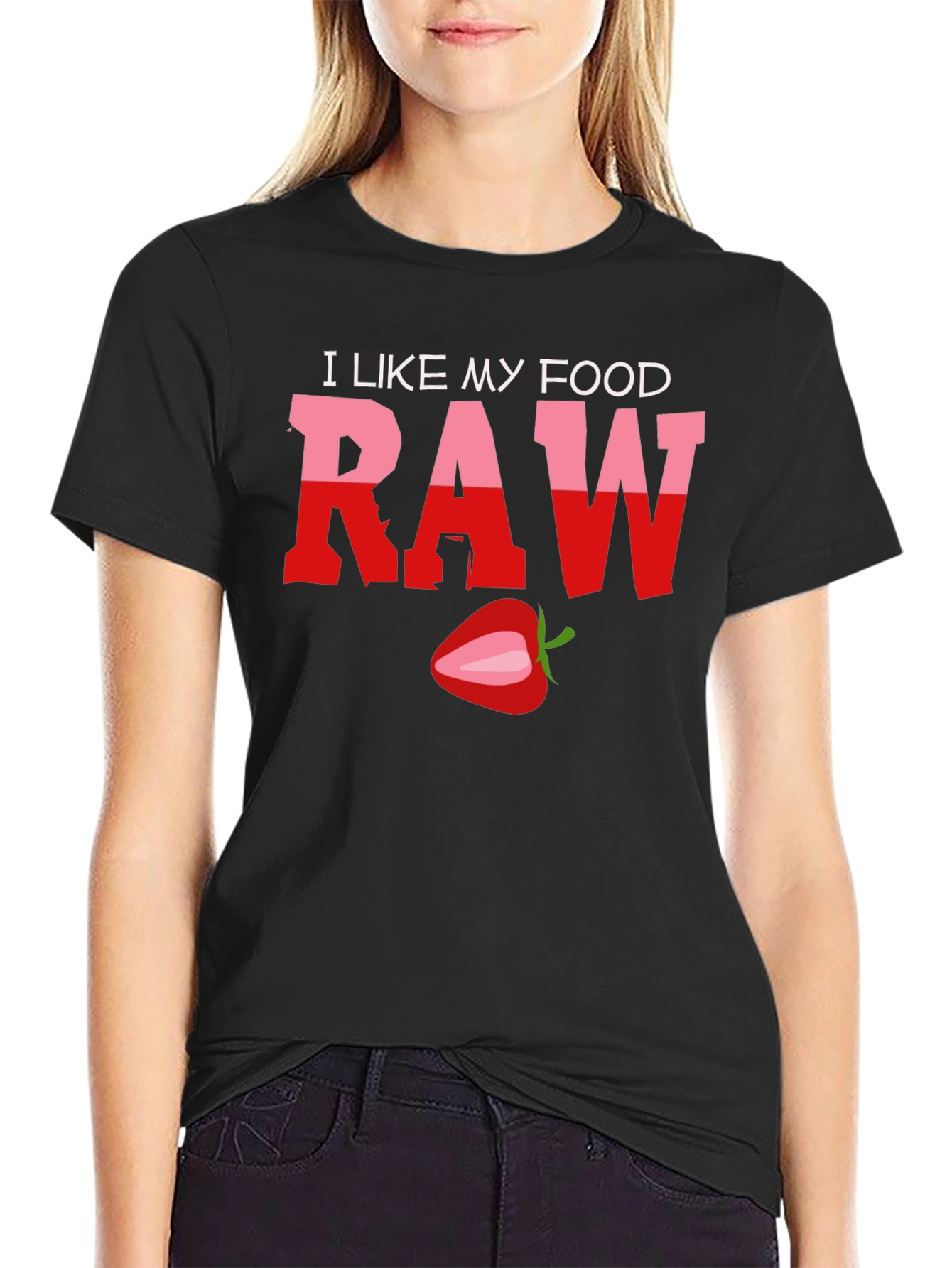 Black I Like My Food Raw T-Shirt view 2