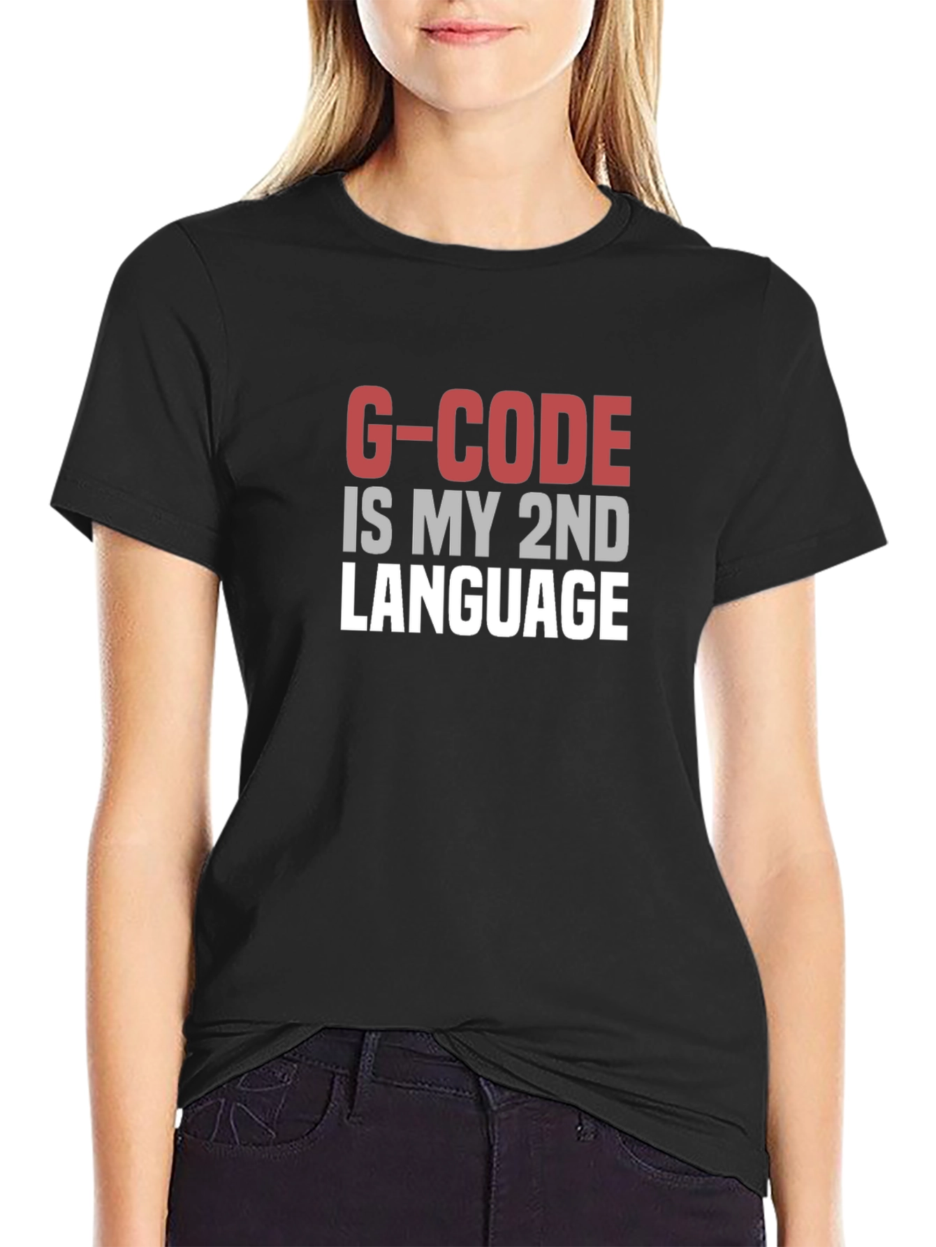 Black G-Code is My 2nd Language Black T-Shirt view 2