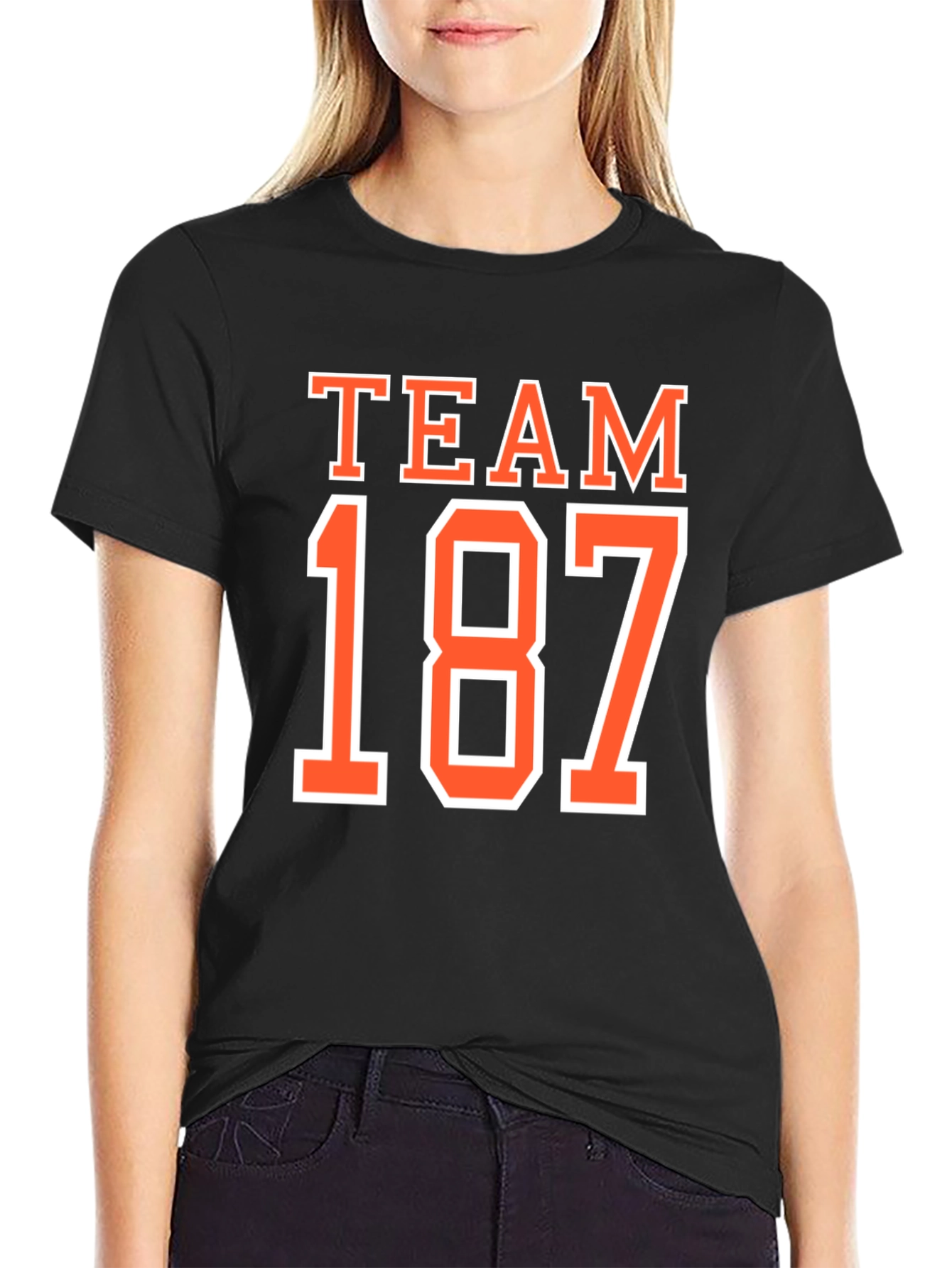 Black Team 187 Graphic Tee - Black Cotton T-Shirt view 2