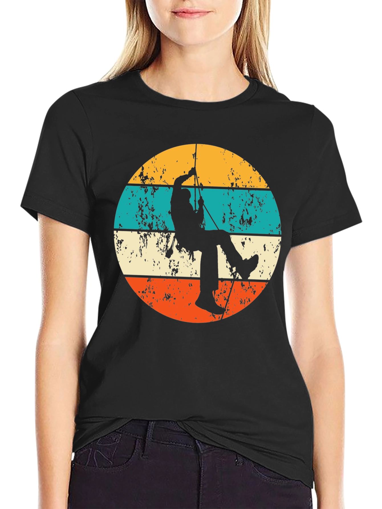 Black Retro Rock Climbing T-Shirt - Adventure Apparel view 2