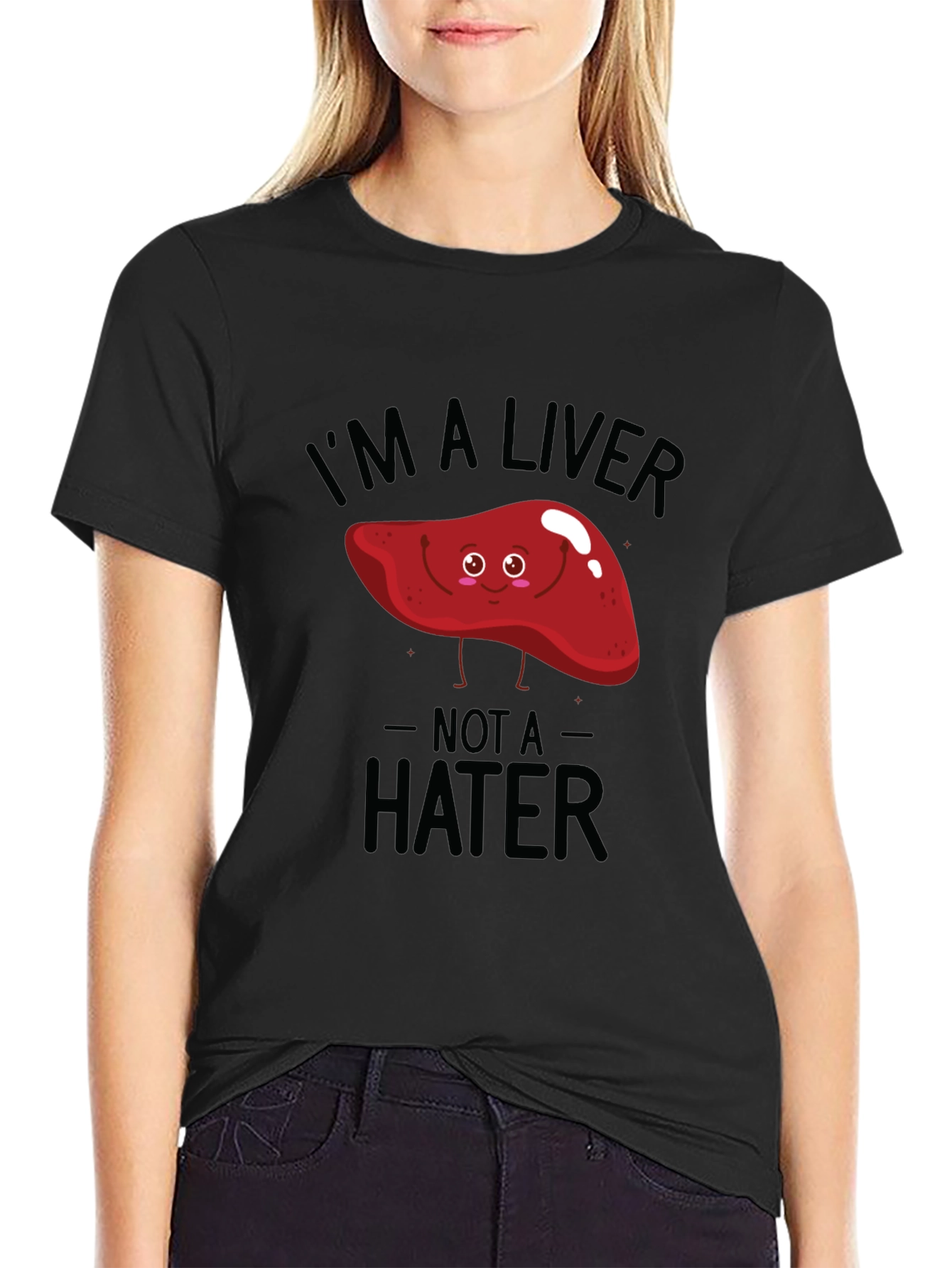 Black I'm A Liver Not A Hater Black T-Shirt view 2
