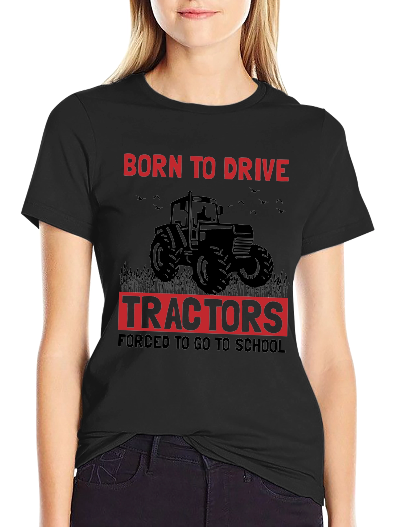 Black Born to Drive Tractors Men's Graphic Tee view 2