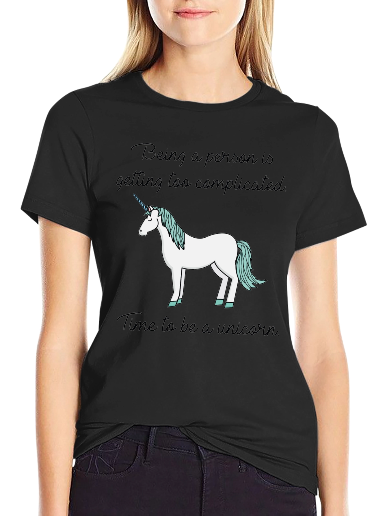 Black Unicorn T-Shirt - Complicated Person Solution view 2