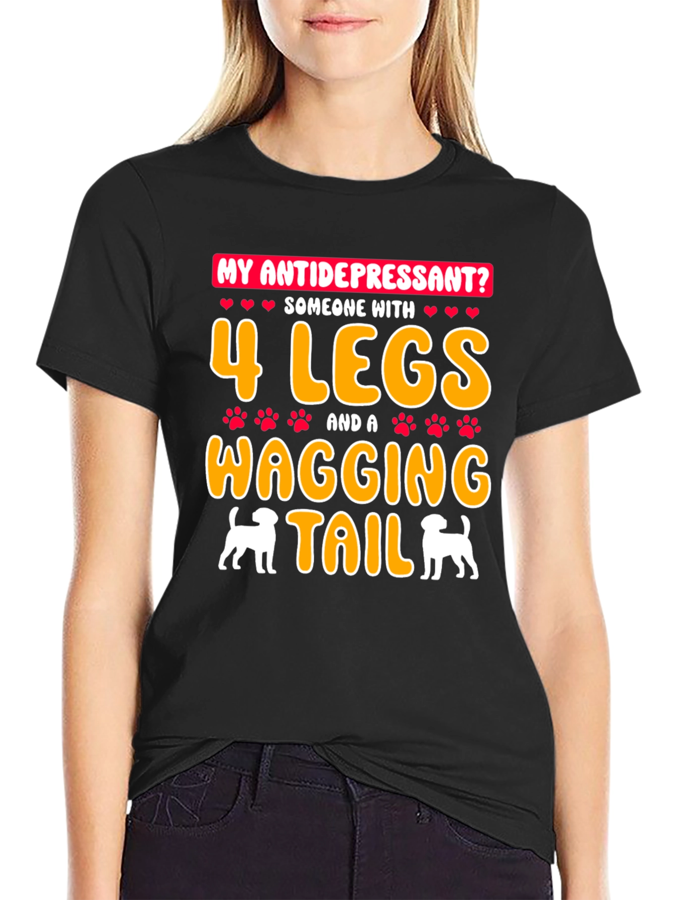 Black My Antidepressant Dog Lover T-Shirt view 2