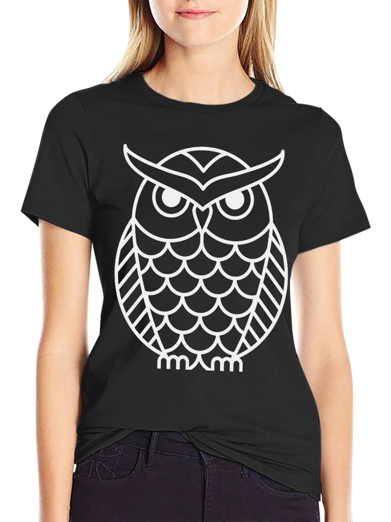 Black Black Owl Graphic Tee - Modern Style view 2