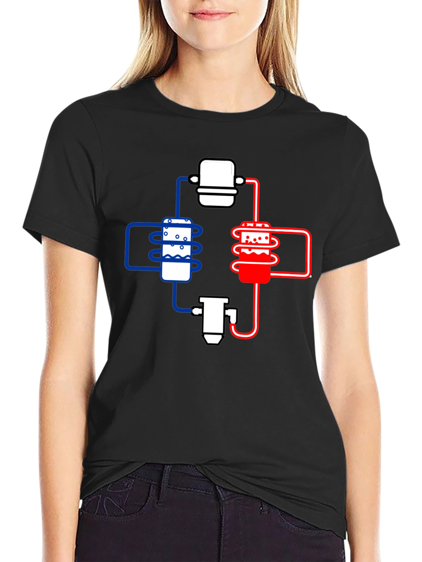 Black Cooling System Diagram Black T-Shirt view 2
