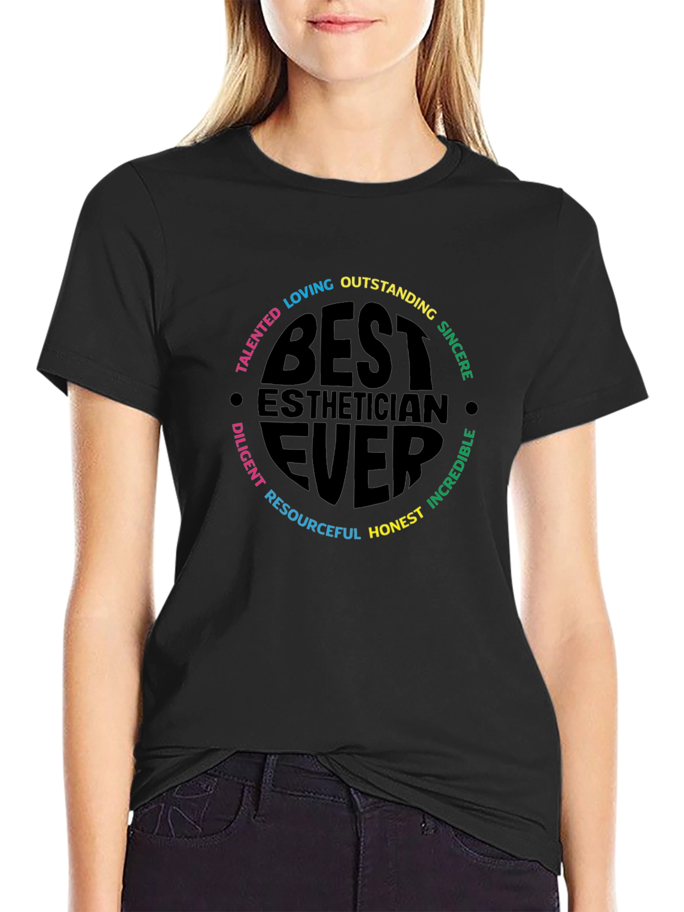 Black Best Esthetician Ever T-Shirt - Gift for Cosmetologists view 2