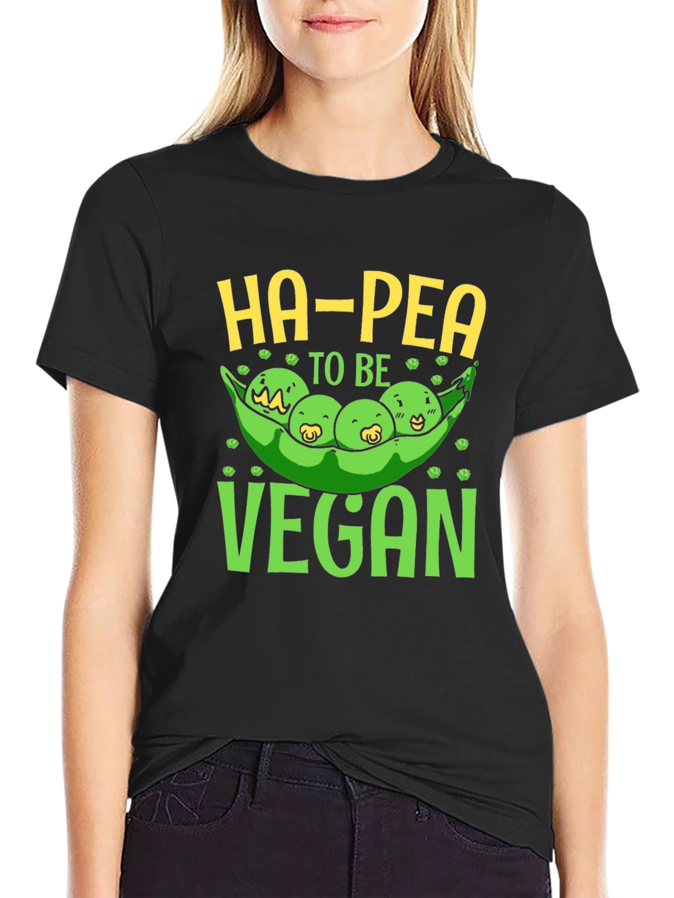 Black Ha-Pea To Be Vegan Graphic T-Shirt view 2