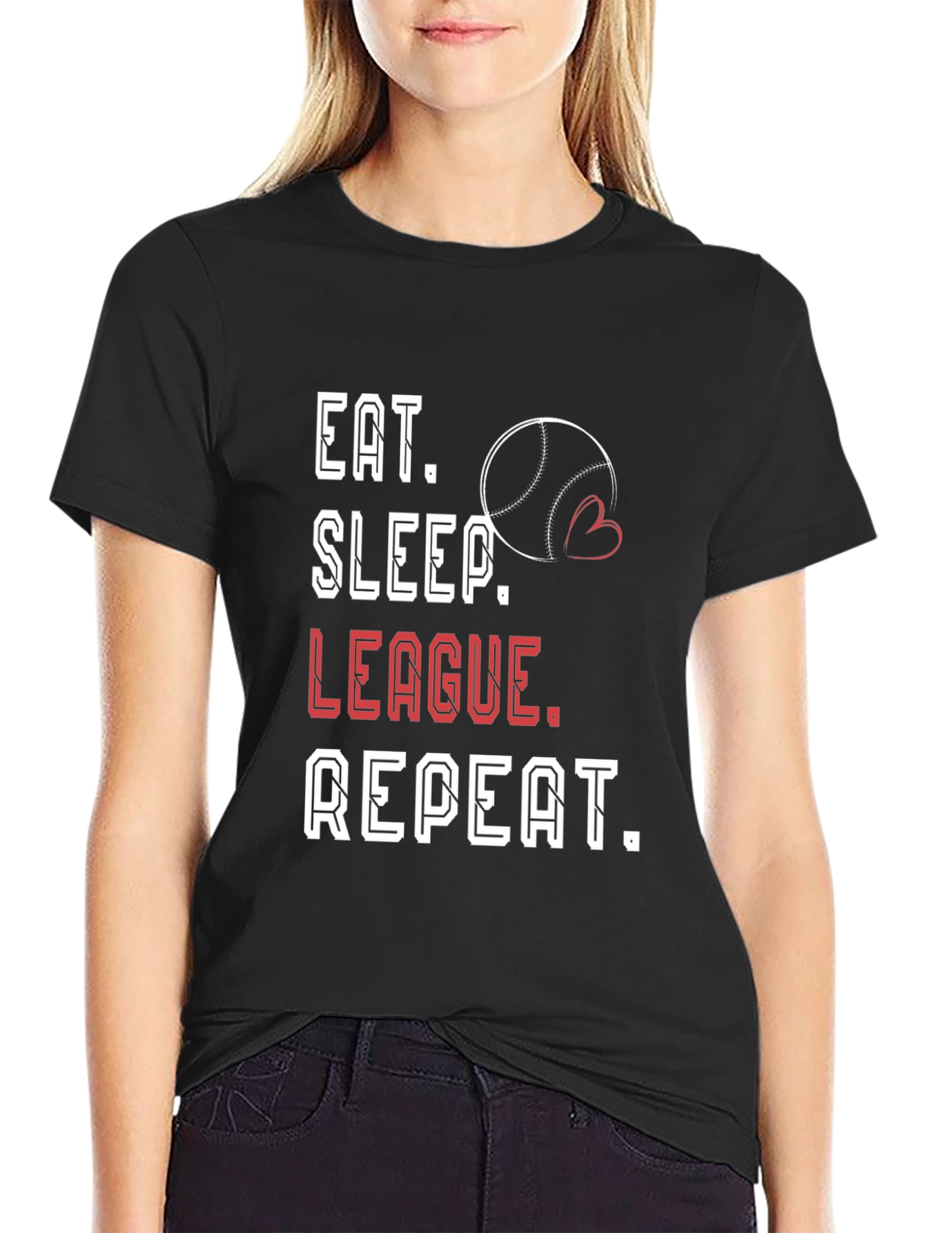 Black Eat Sleep League Repeat T-Shirt view 2