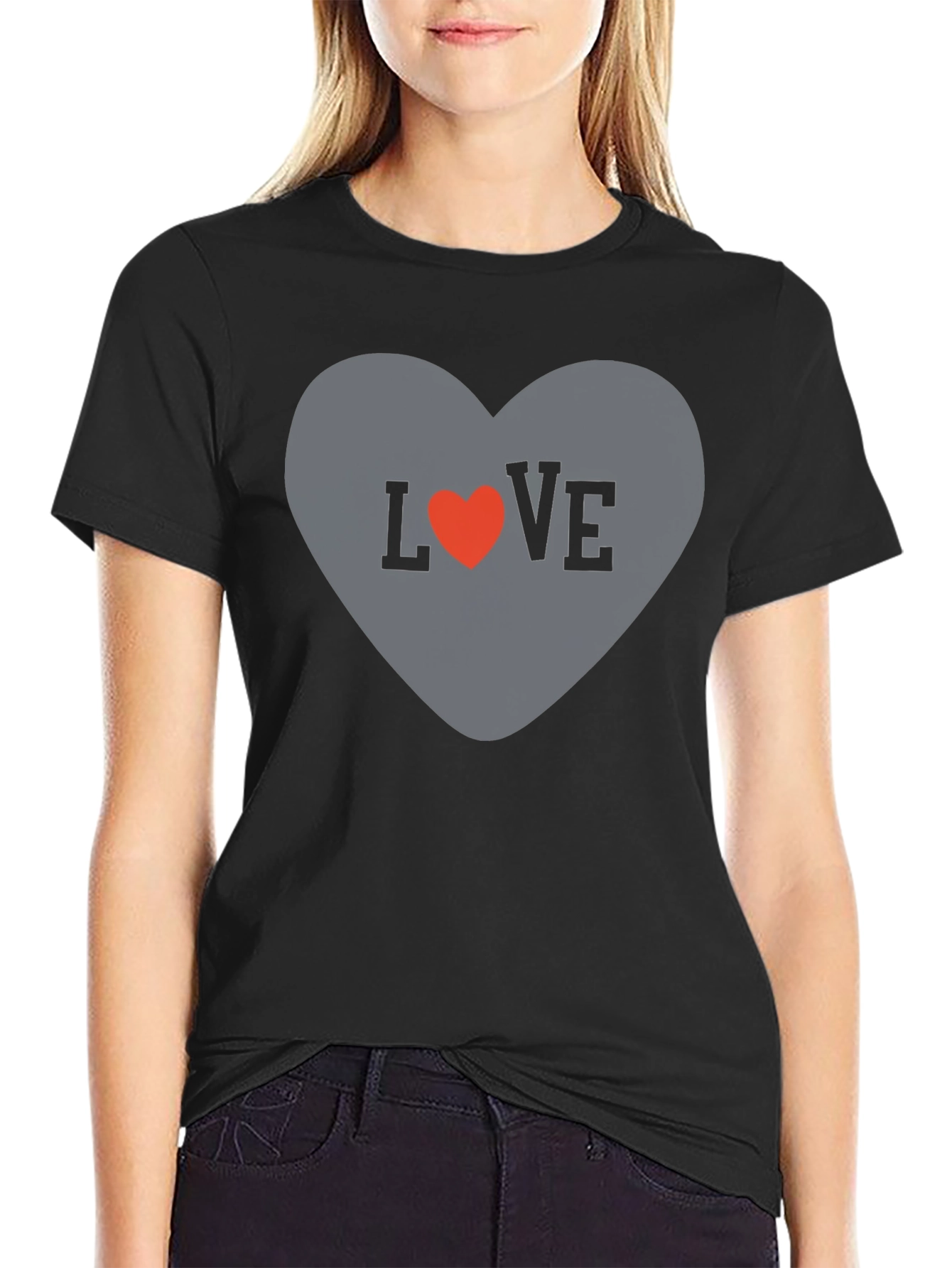 Black Love Heart Graphic Tee - Stylish Casual T-Shirt view 2