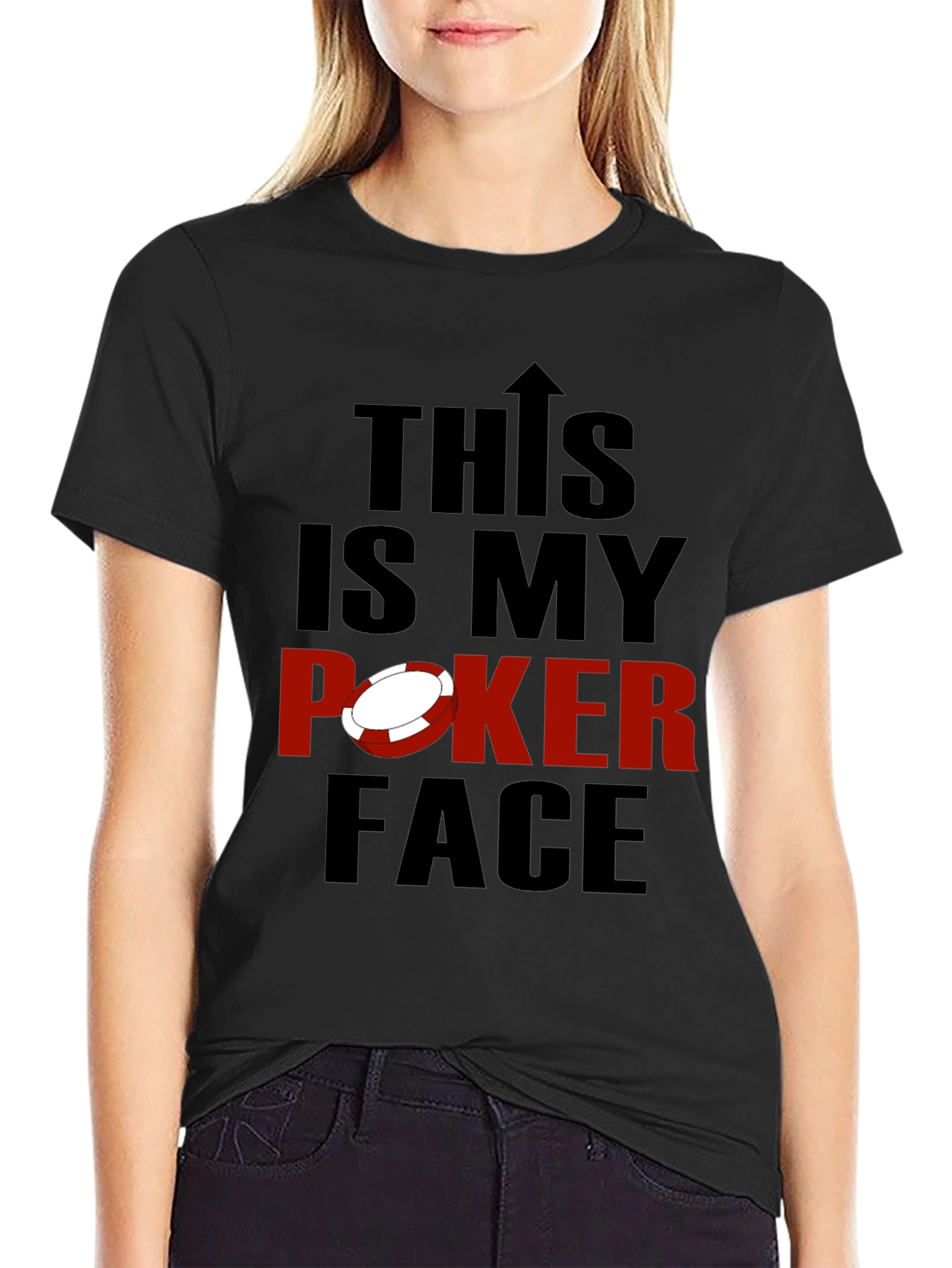 Black This is My Poker Face Graphic Tee - Black view 2
