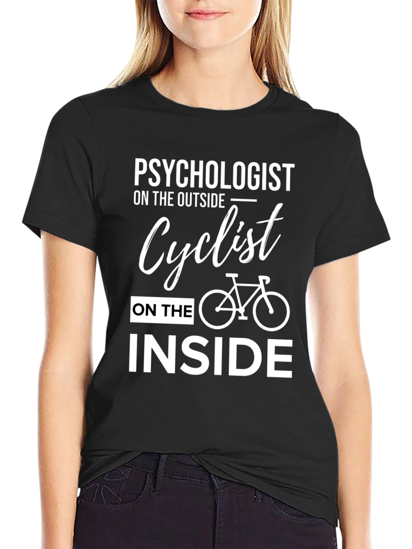 Black Psychologist Cyclist T-Shirt - Mens Funny Biking Tee view 2