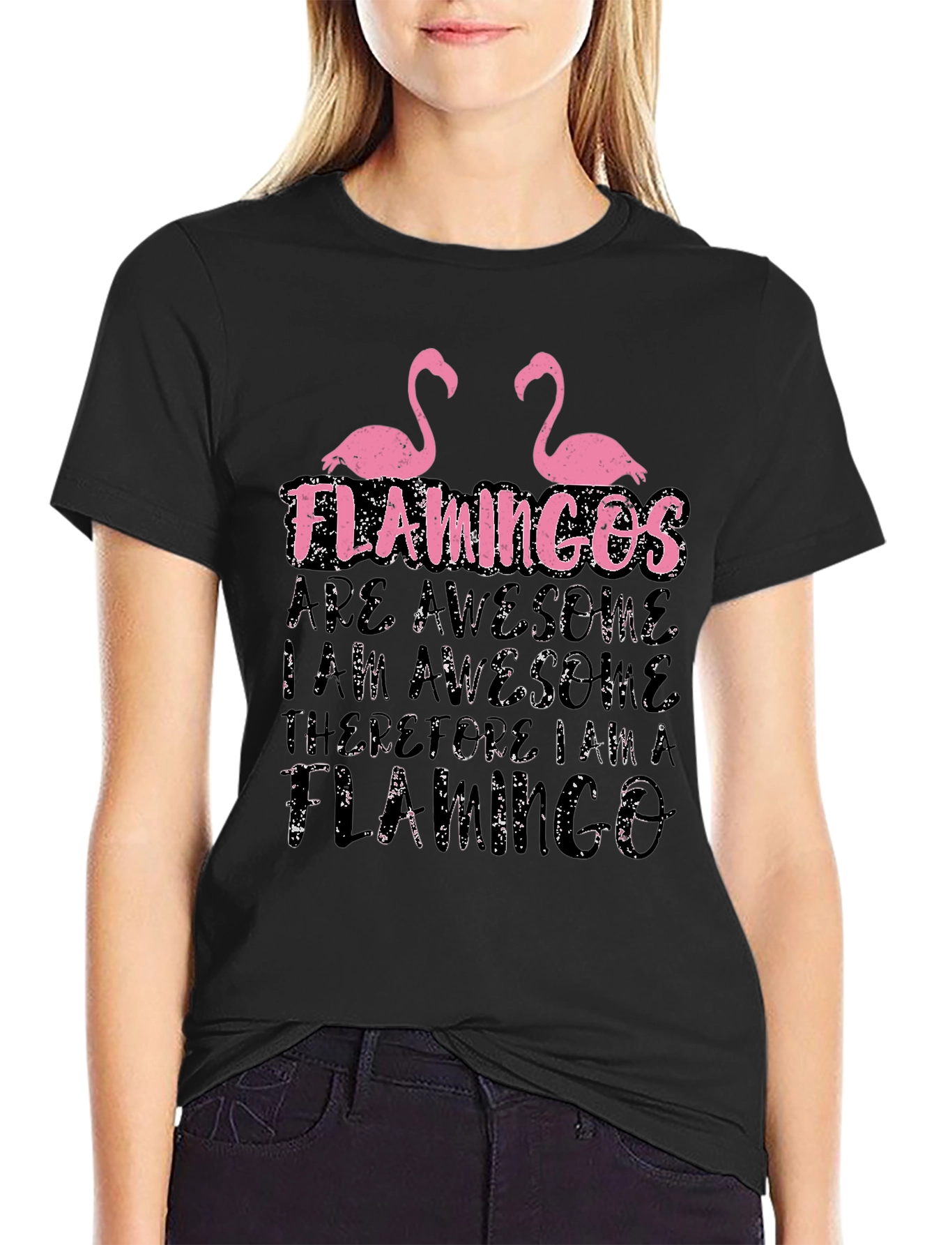 Black Funny Flamingo T-Shirt - Flamingo Lover Gift view 2