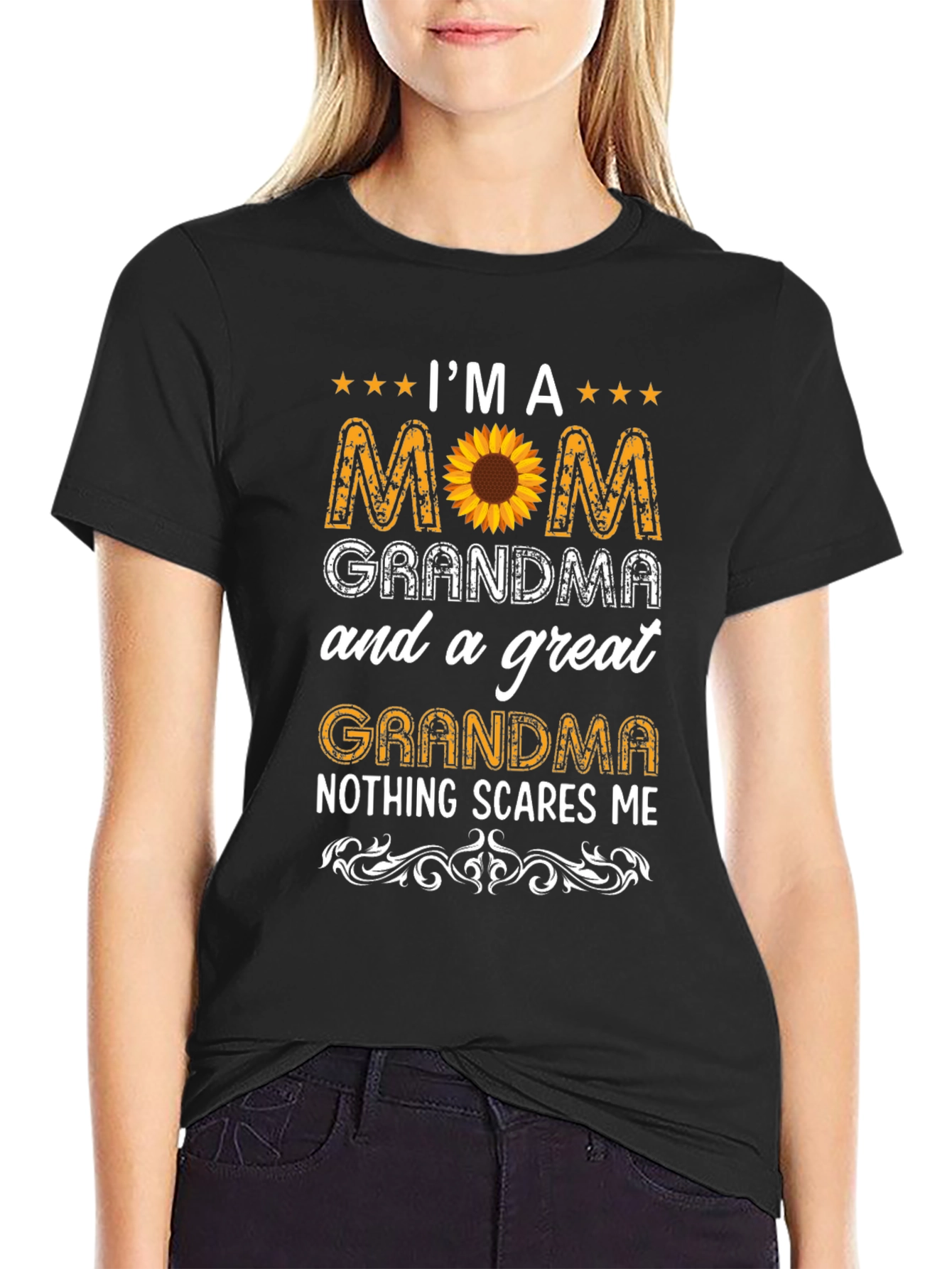 Black I'm A Mom Grandma Great Grandma T-Shirt view 2