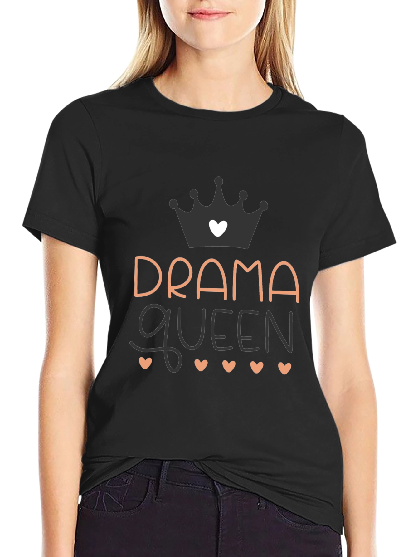 Black Drama Queen Graphic Tee - Soft Cotton Blend view 2